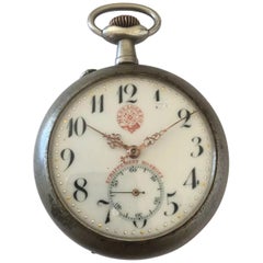 Antique Antuque Big Pocket Watch Signed Messaggero, Echappement Roskopf