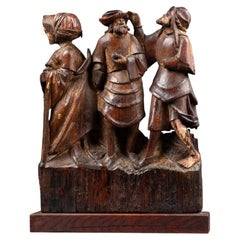 Antwerp Altarpiece Group, Carved Oak, Renaissance, 16th Century