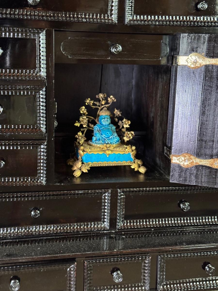French Antwerp cabinet, ebony and blackened wood, 17th century For Sale