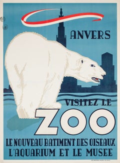 Zoo Antwerpen: Eisbär 1950 Großes Werbeplakat