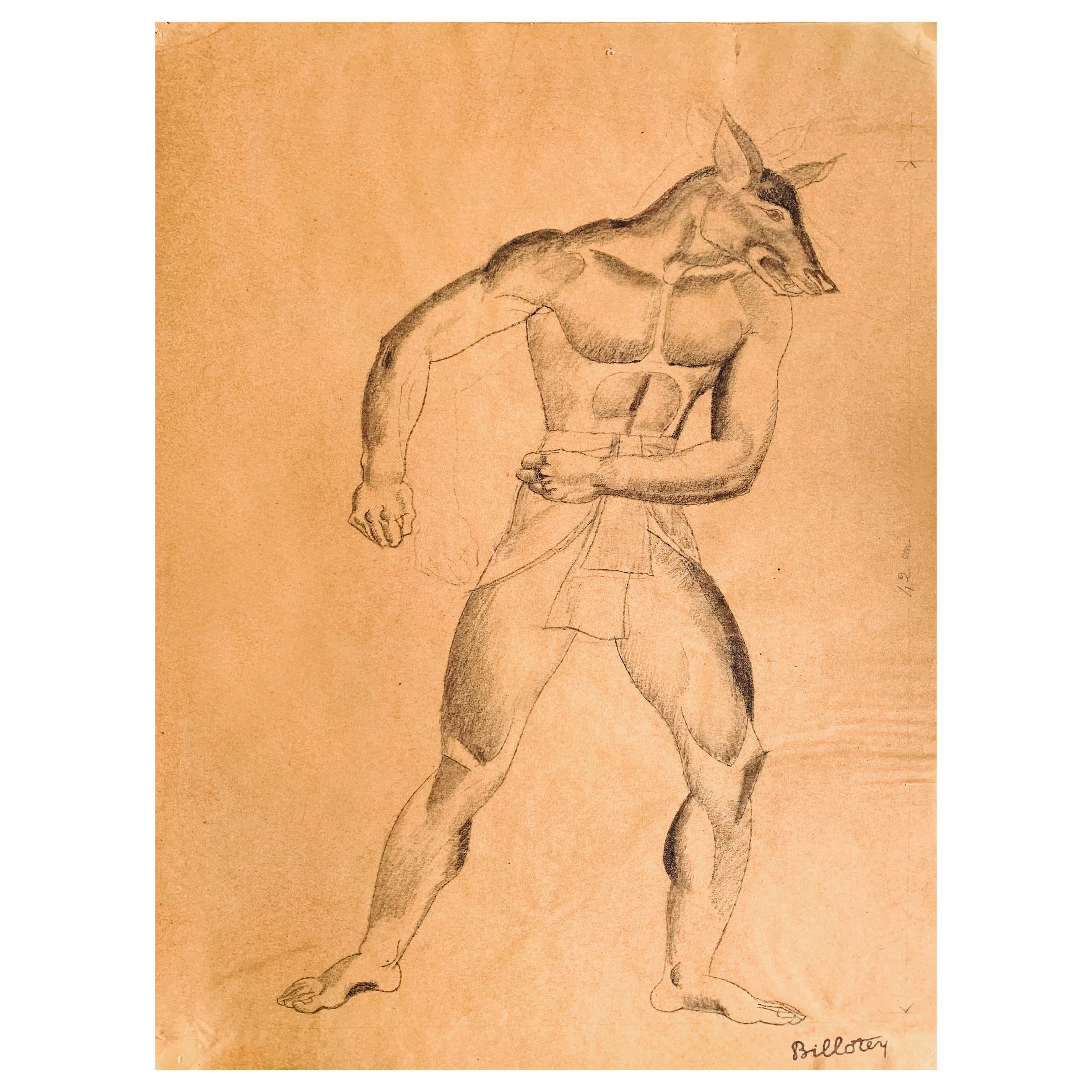 "Anubis, Conductor of Souls, " Stylized, Muscular Depiction of Egyptian God For Sale