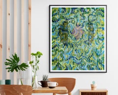 Green Mixed Media on Woven Fabriano Painting "Sacred Thoughts II"
