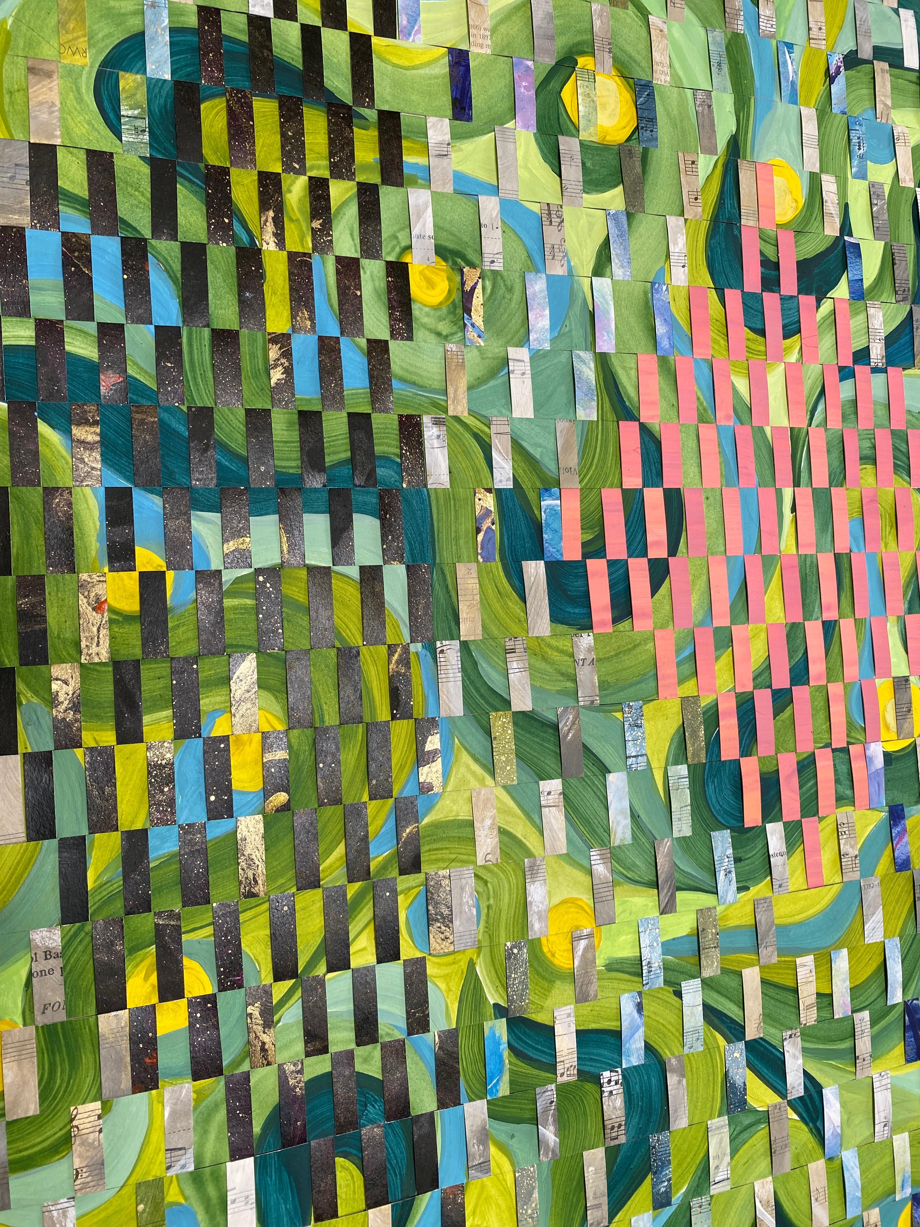 Grünes Gemälde in Mischtechnik auf gewebtem Fabriano-Gemälde „Sacred Thoughts II“ (Grau), Abstract Painting, von Anushka Kempken