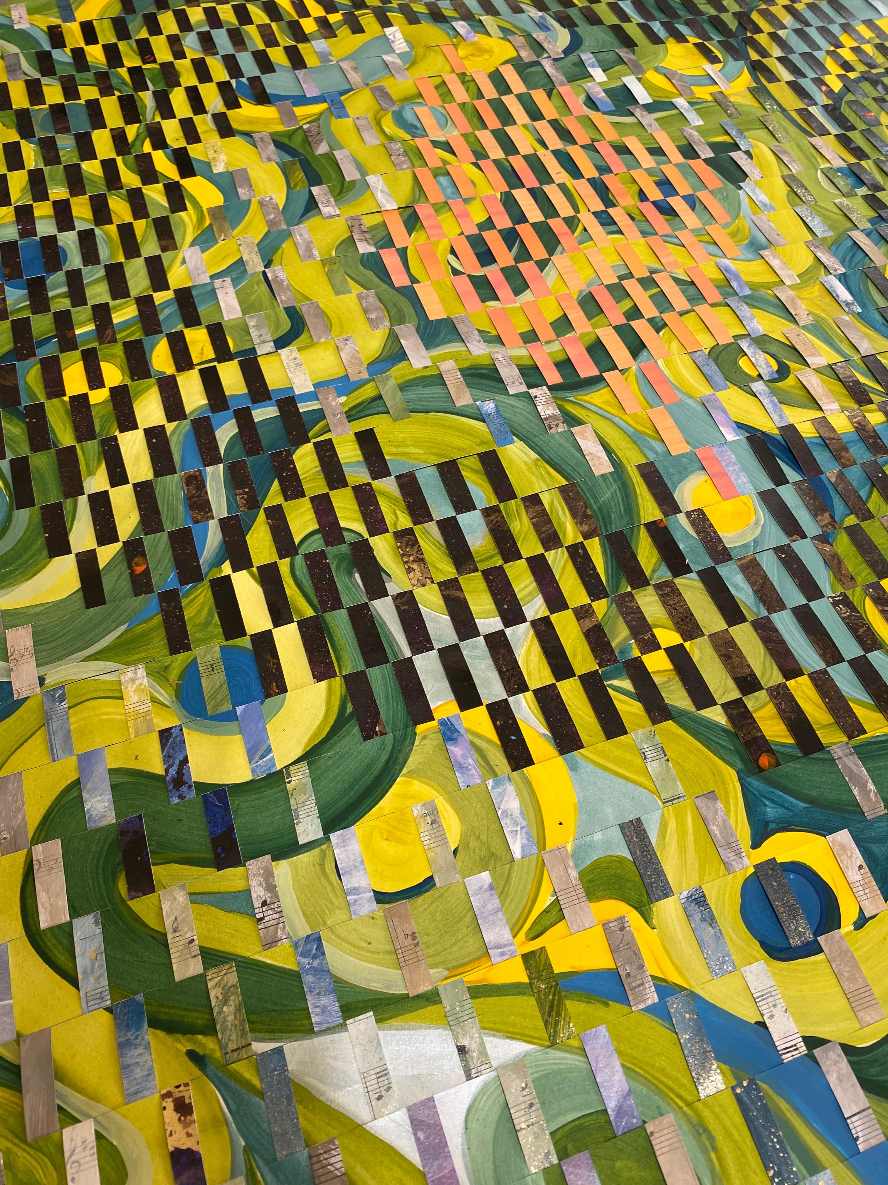 Grünes Gemälde in Mischtechnik auf gewebtem Fabriano-Gemälde „Sacred Thoughts III“ (Zeitgenössisch), Painting, von Anushka Kempken
