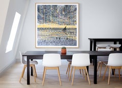 Pintura grande en técnica mixta sobre tejido de fabriano "Cosecha matutina"