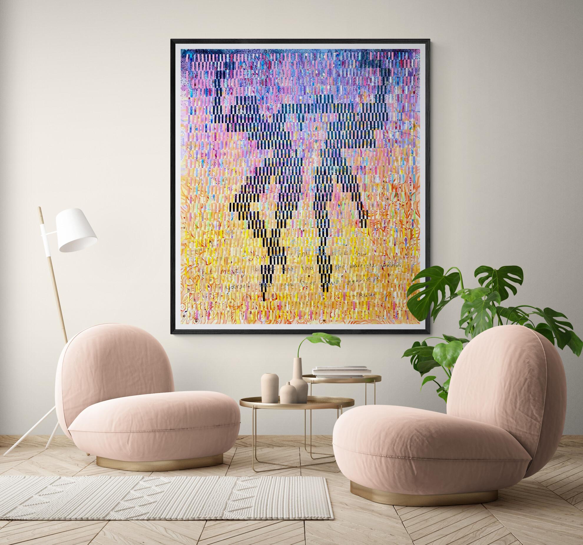 Großes Gemälde in Mischtechnik auf gewebtem Fabriano-Gemälde „Die Tänzerinnen“ – Painting von Anushka Kempken
