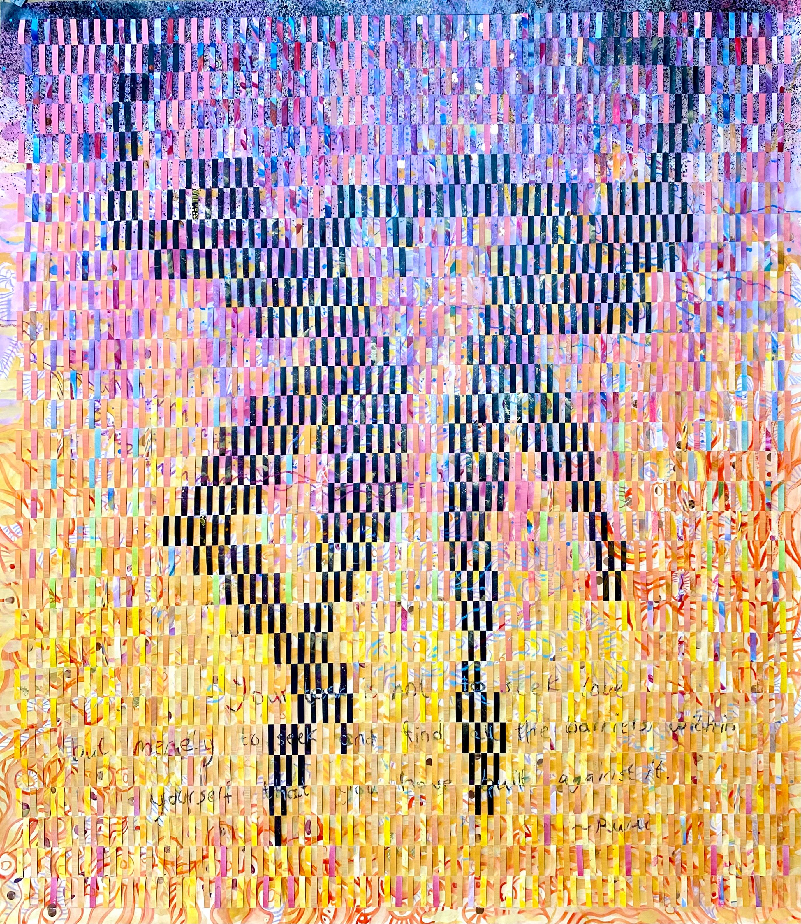 Quadro di grandi dimensioni con tecnica mista su tessuto di Fabriano "Le ballerine".