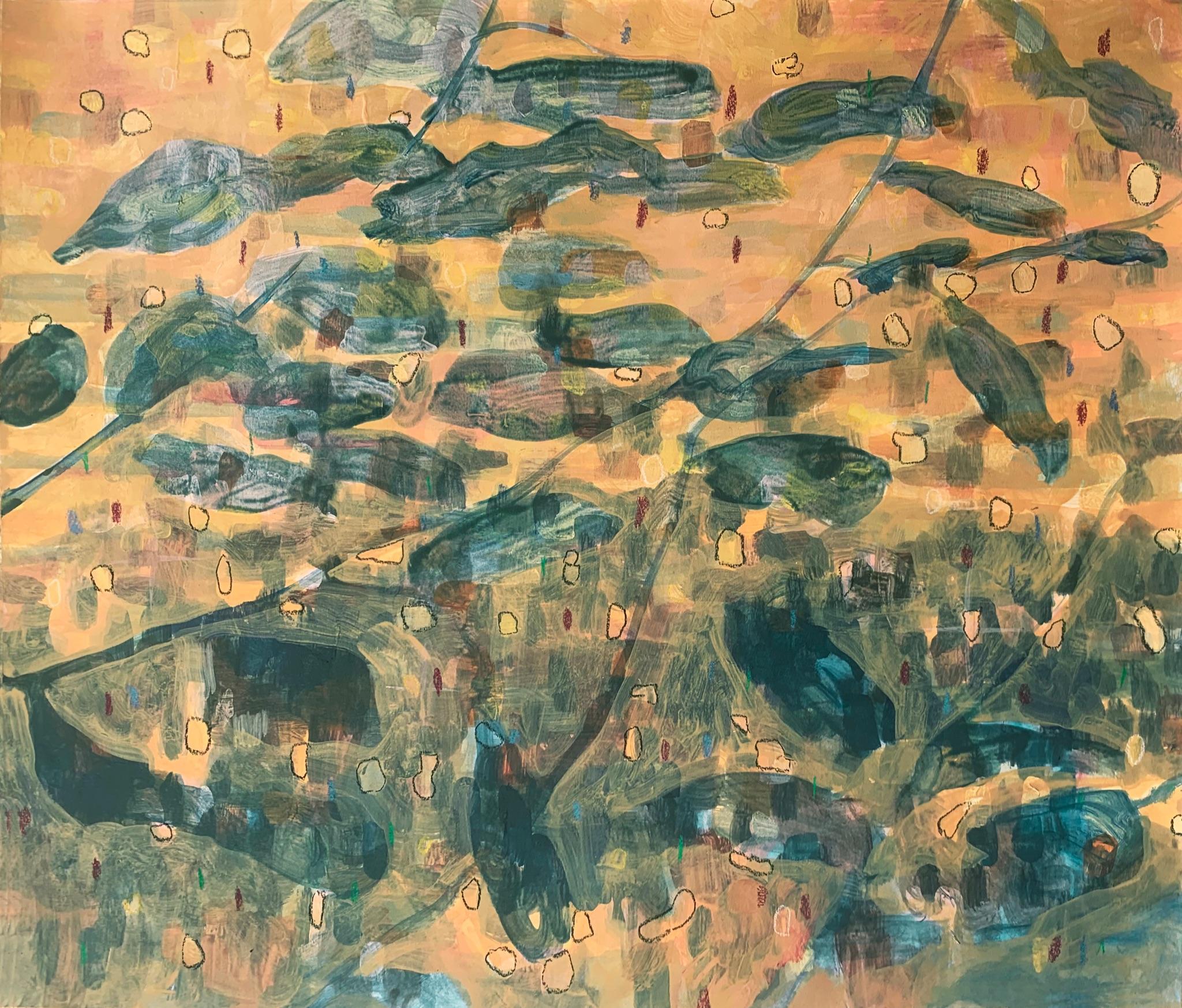 Anushka Kempken Abstract Painting – Mixed Media-Gemälde auf Fabriano „Simply Ask“ „Simply Ask“