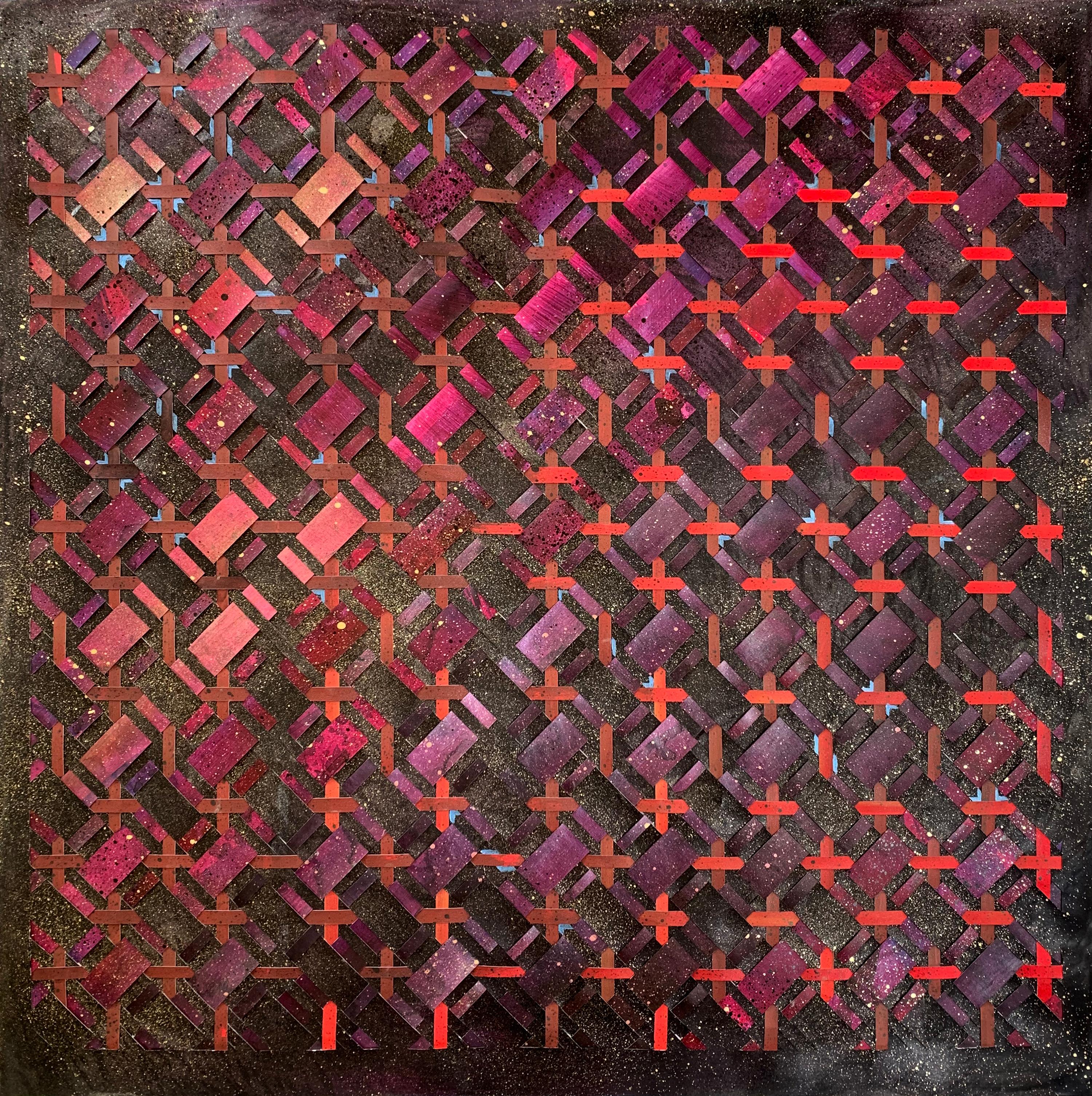 Mixed Media on Woven Fabriano Painting "African Night Sky"