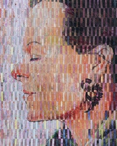 Techniques mixtes sur peinture tissée de Fabriano « Je suis en train de faire la liste ».