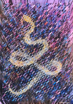Purple Mixed Media on Woven Fabriano Painting "KaliMa"