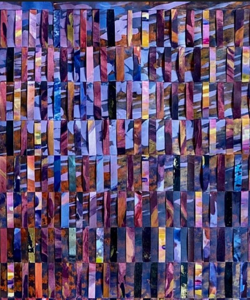 Lila Mixed Media-Gemälde auf gewebtem Fabriano-Gemälde „Whispers of an Enchanted Forest“ in Violett im Angebot 1