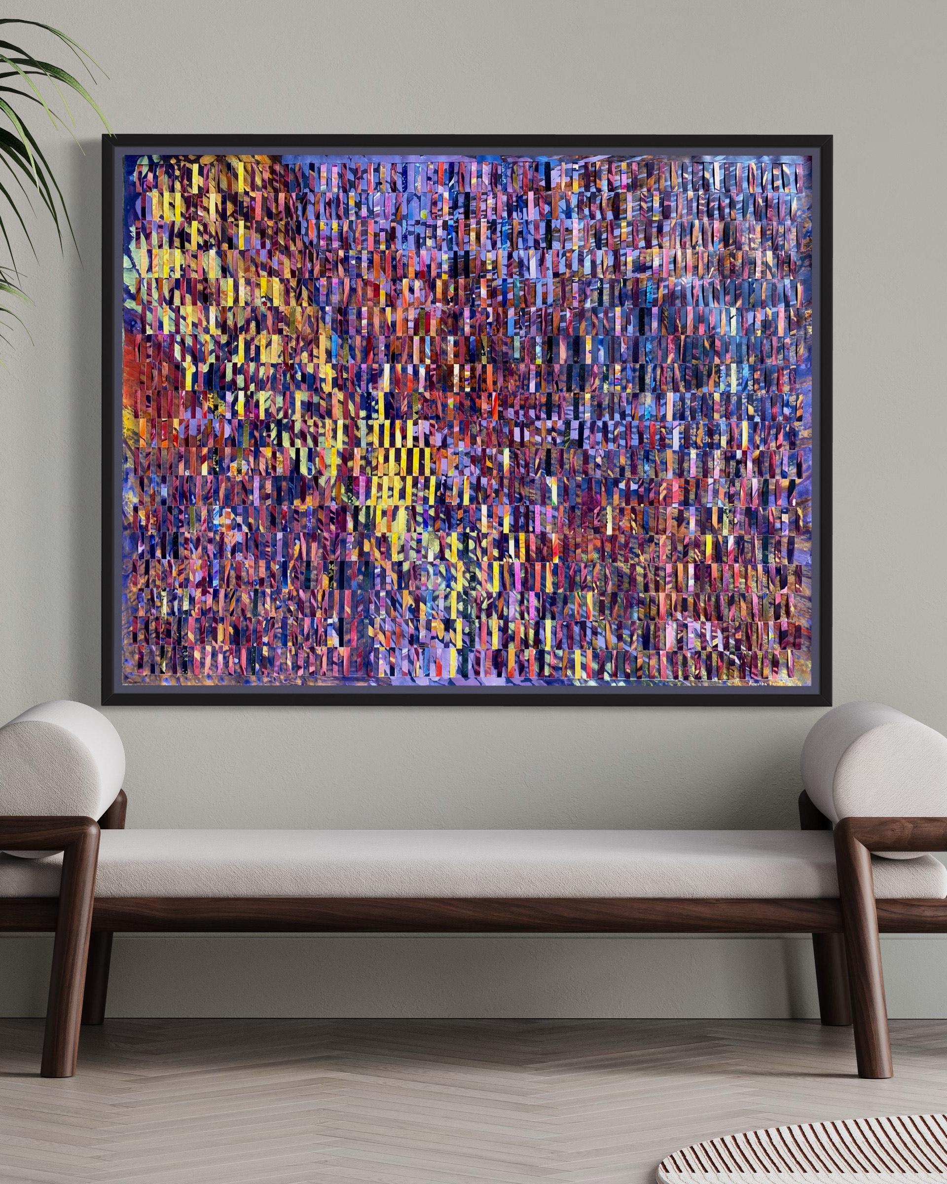 Lila Mixed Media-Gemälde auf gewebtem Fabriano-Gemälde „Whispers of an Enchanted Forest“ in Violett im Angebot 2