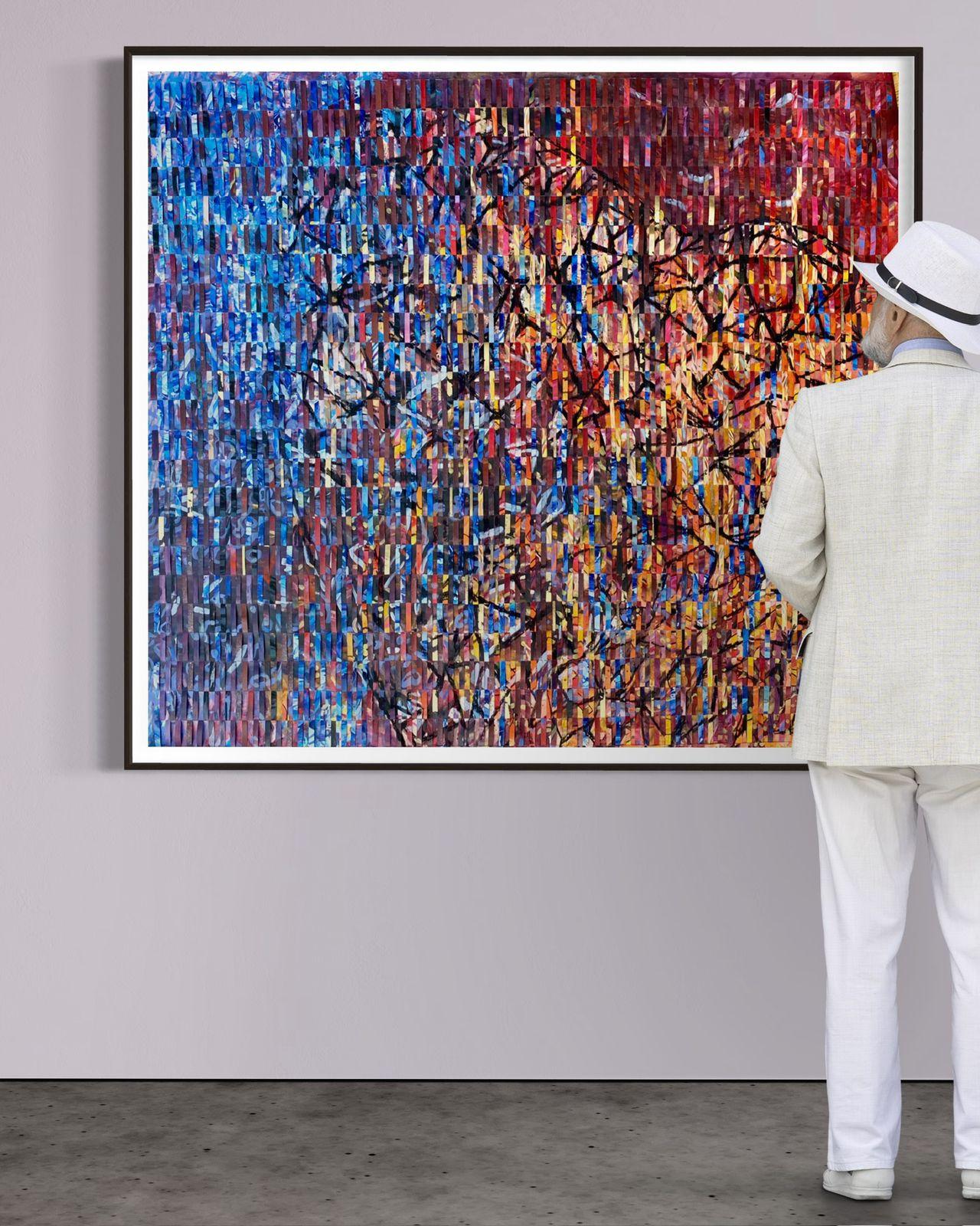 Großes abstraktes Gemälde in Mischtechnik auf gewebtem Fabriano-Gemälde „Ein brennendes Herz“ im Angebot 6