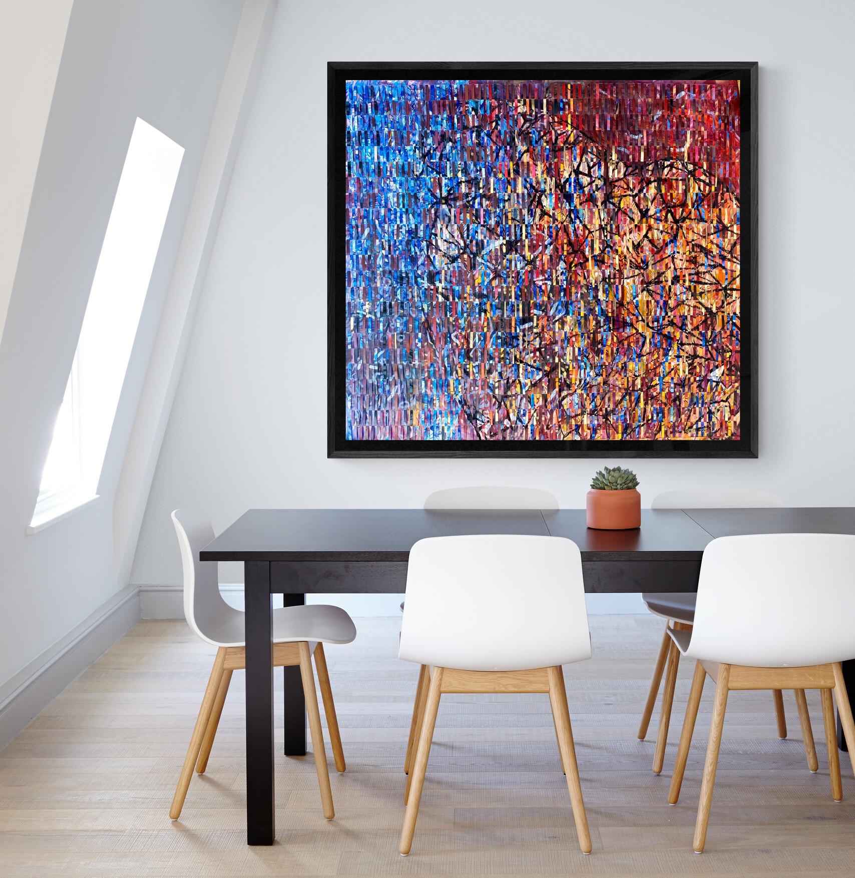 Großes abstraktes Gemälde in Mischtechnik auf gewebtem Fabriano-Gemälde „Ein brennendes Herz“ im Angebot 4