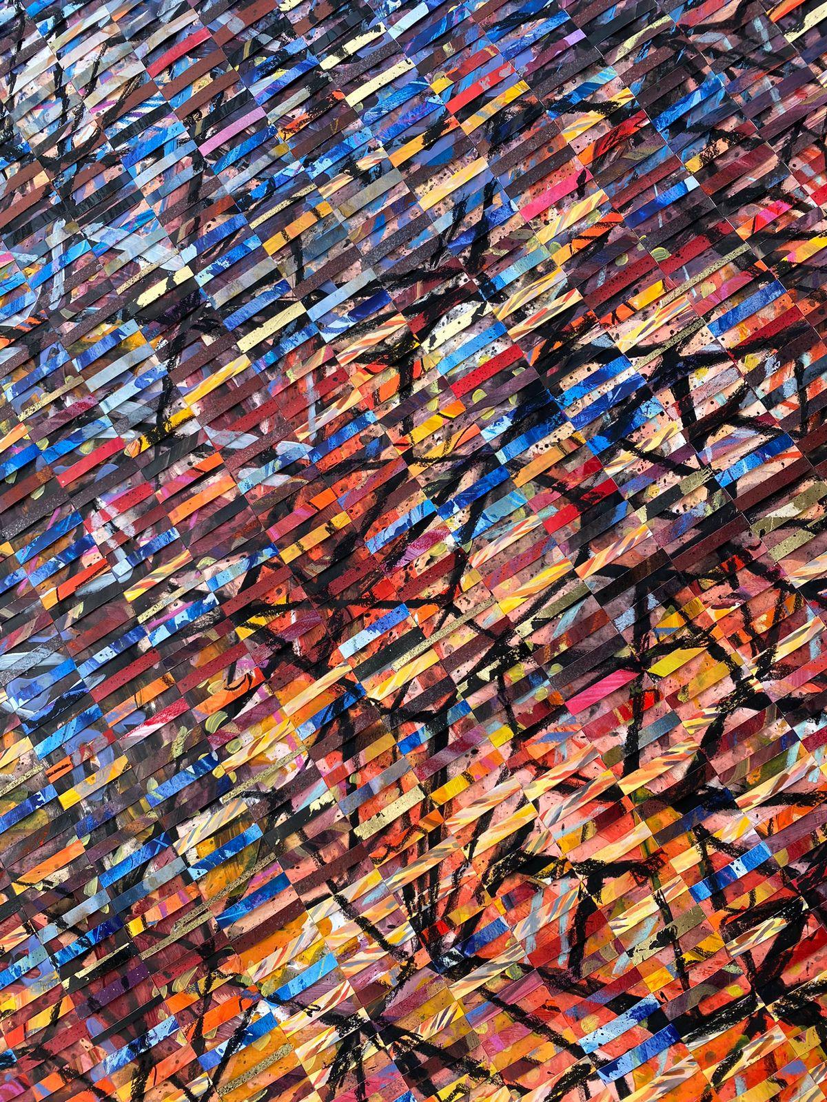 Großes abstraktes Gemälde in Mischtechnik auf gewebtem Fabriano-Gemälde „Ein brennendes Herz“ im Angebot 1