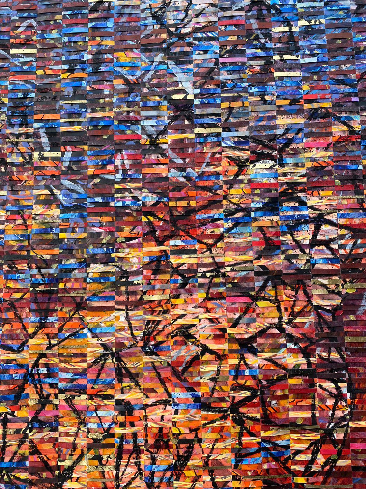 Großes abstraktes Gemälde in Mischtechnik auf gewebtem Fabriano-Gemälde „Ein brennendes Herz“ im Angebot 2