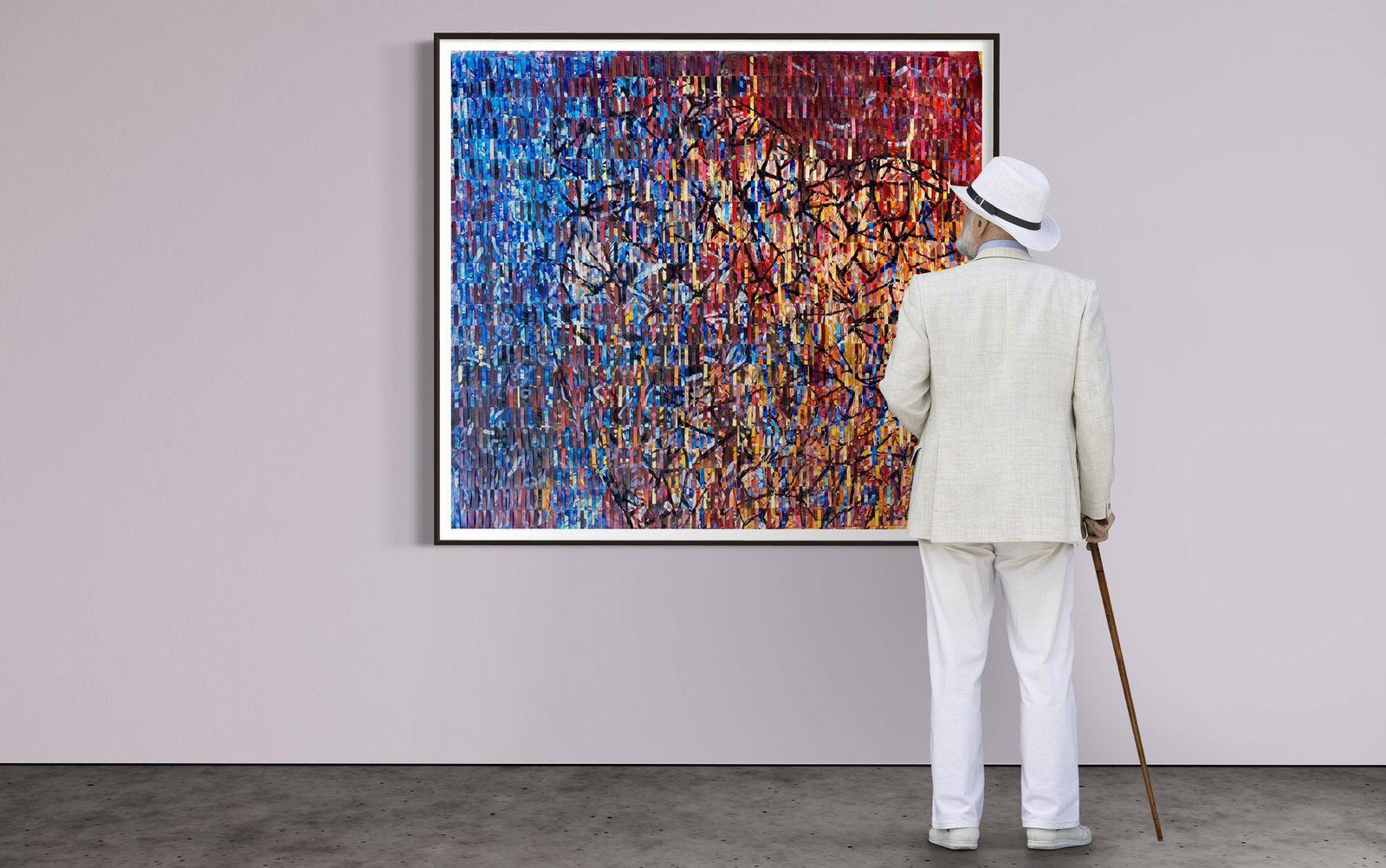 Großes abstraktes Gemälde in Mischtechnik auf gewebtem Fabriano-Gemälde „Ein brennendes Herz“ im Angebot 5