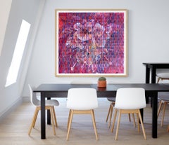 Large Pink Mixed Media on Woven Fabriano Painting "Blooming"