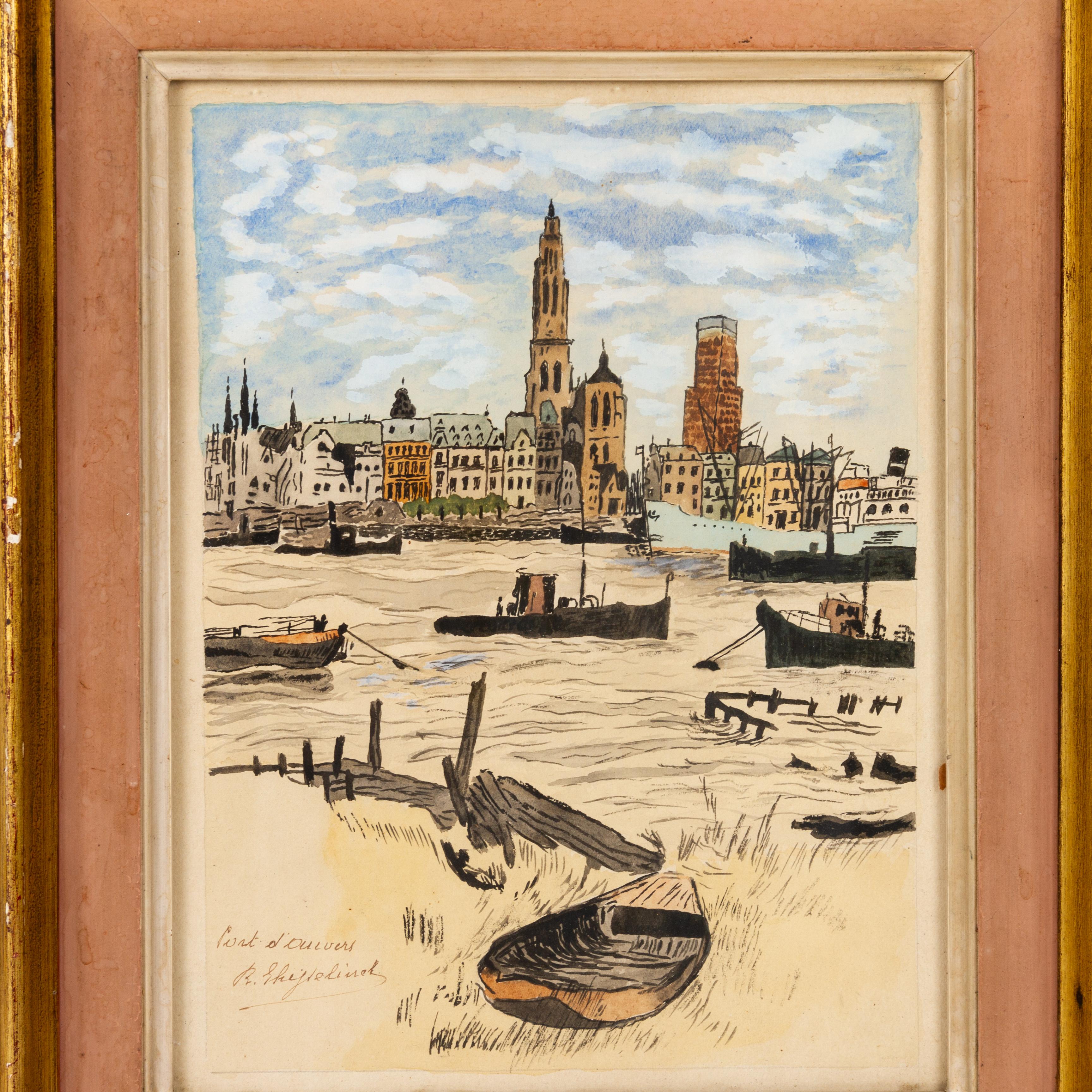 In good condition
From a private collection
Free international shipping
Anvers Harbour Belgian Signed Watercolour Painting
