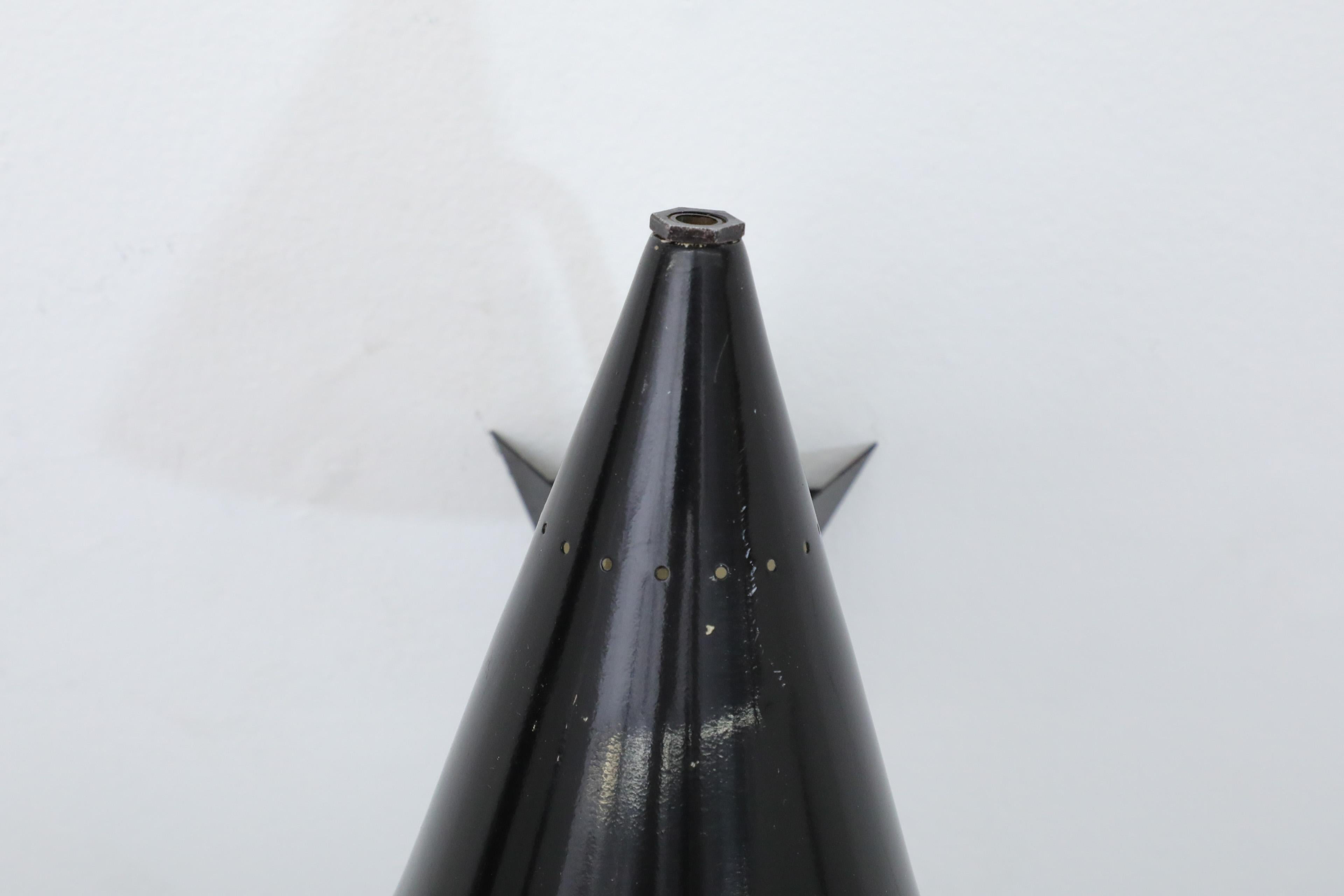 Anvia Attributed Little Black Enameled Conical Wall Mount Reading Light For Sale 3