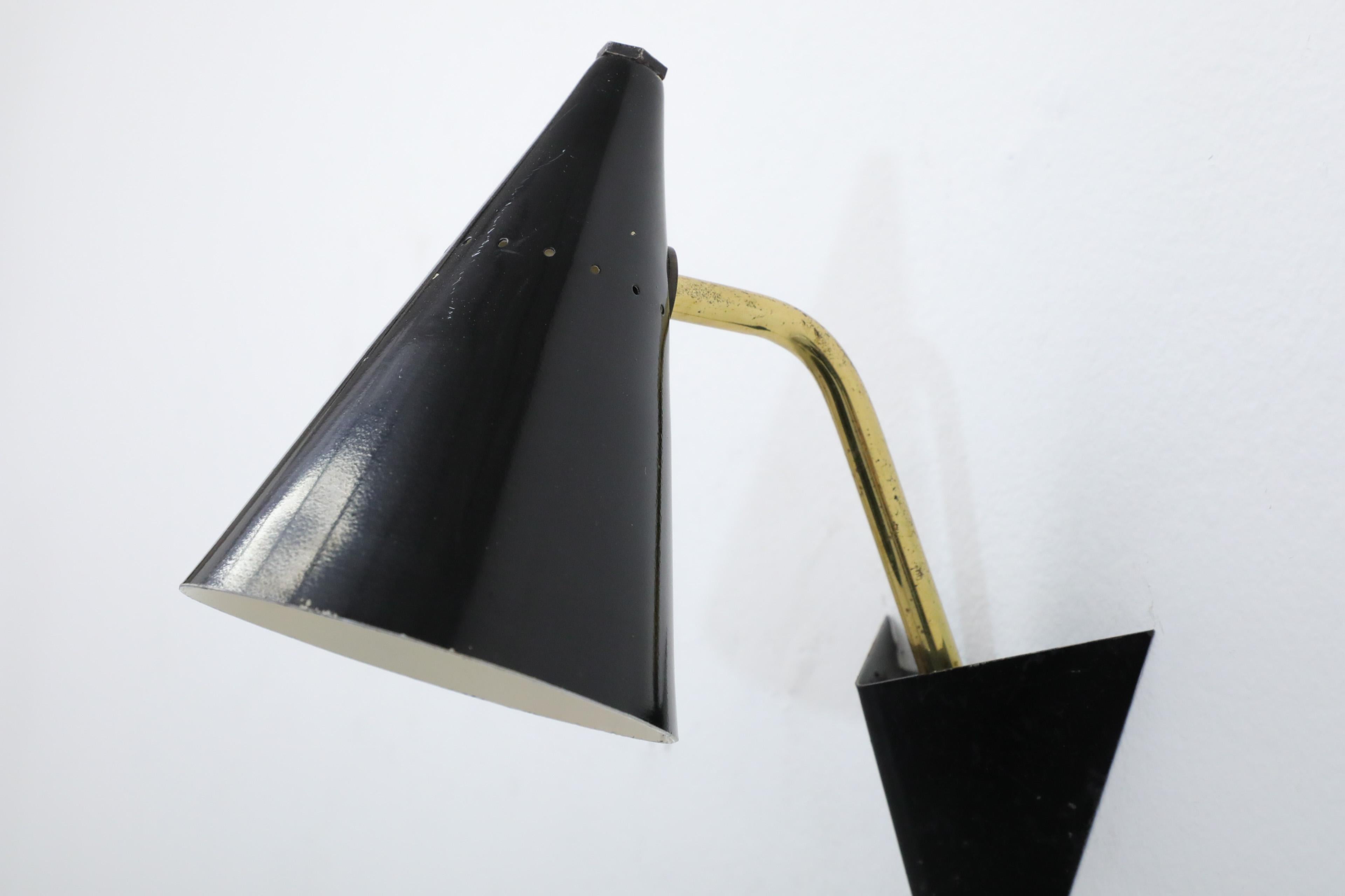 Anvia Attributed Little Black Enameled Conical Wall Mount Reading Light For Sale 4