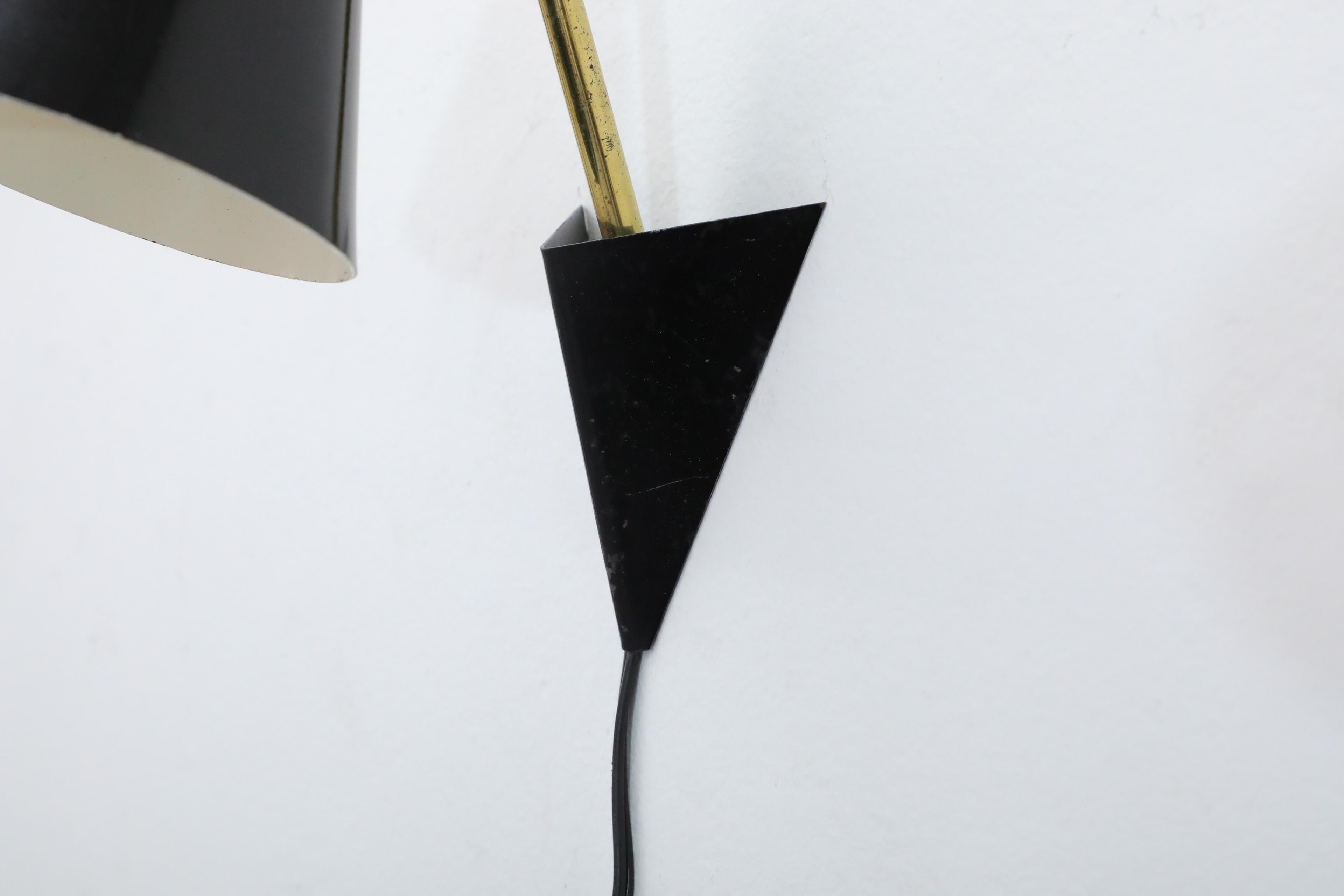Anvia Attributed Little Black Enameled Conical Wall Mount Reading Light For Sale 5