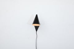 Anvia Attributed Little Black Enameled Conical Wall Mount Reading Light