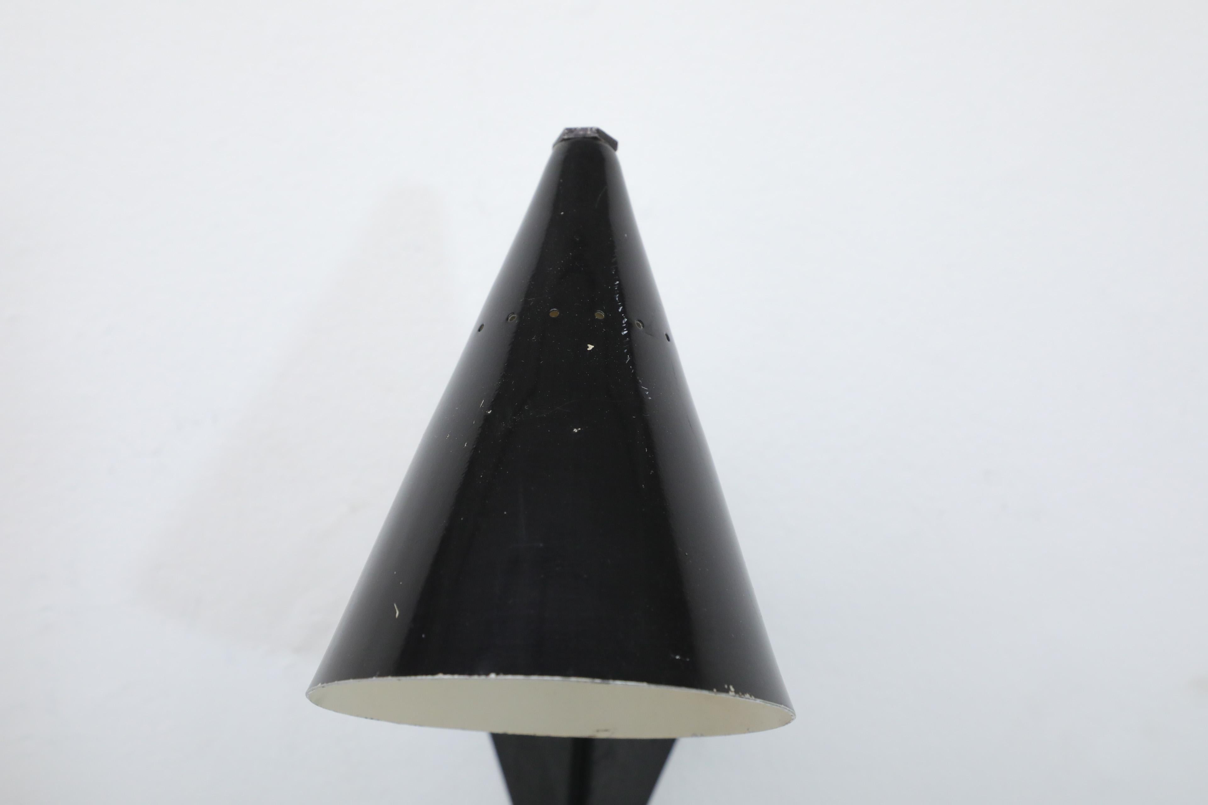 Anvia Attributed Little Black Enameled Conical Wall Mount Reading Light For Sale 2