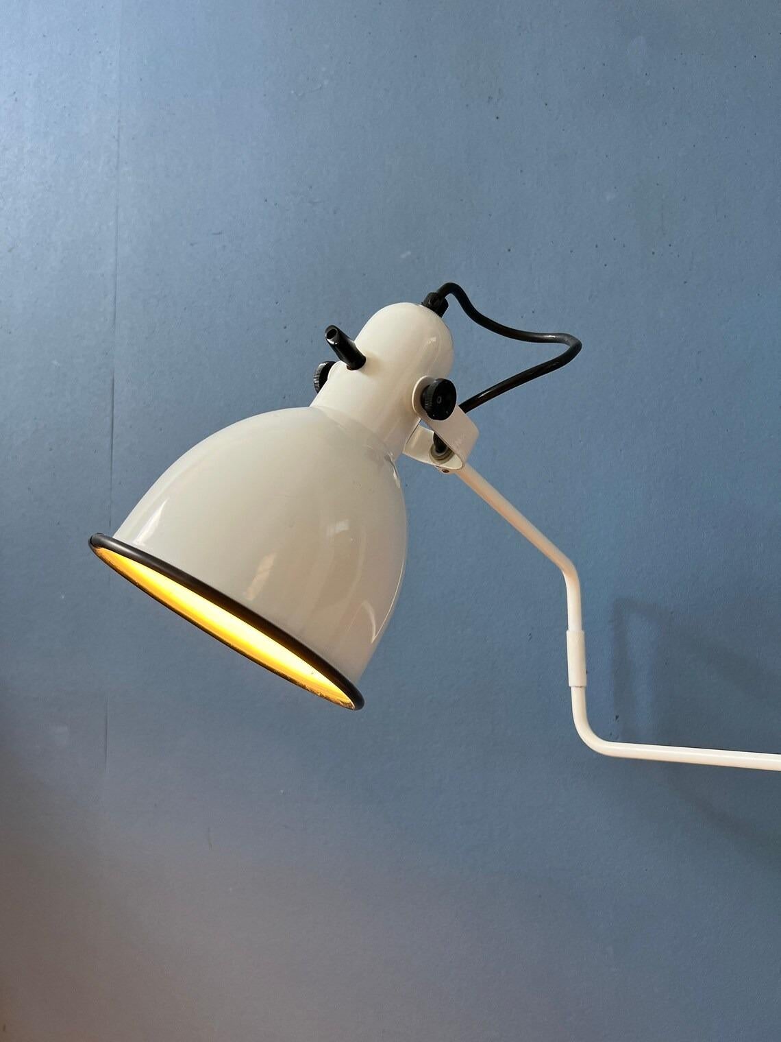 Metal Anvia Elbow Table Lamp by Hoogervorst - White Swing-Arm Desk Light Office Lamp For Sale