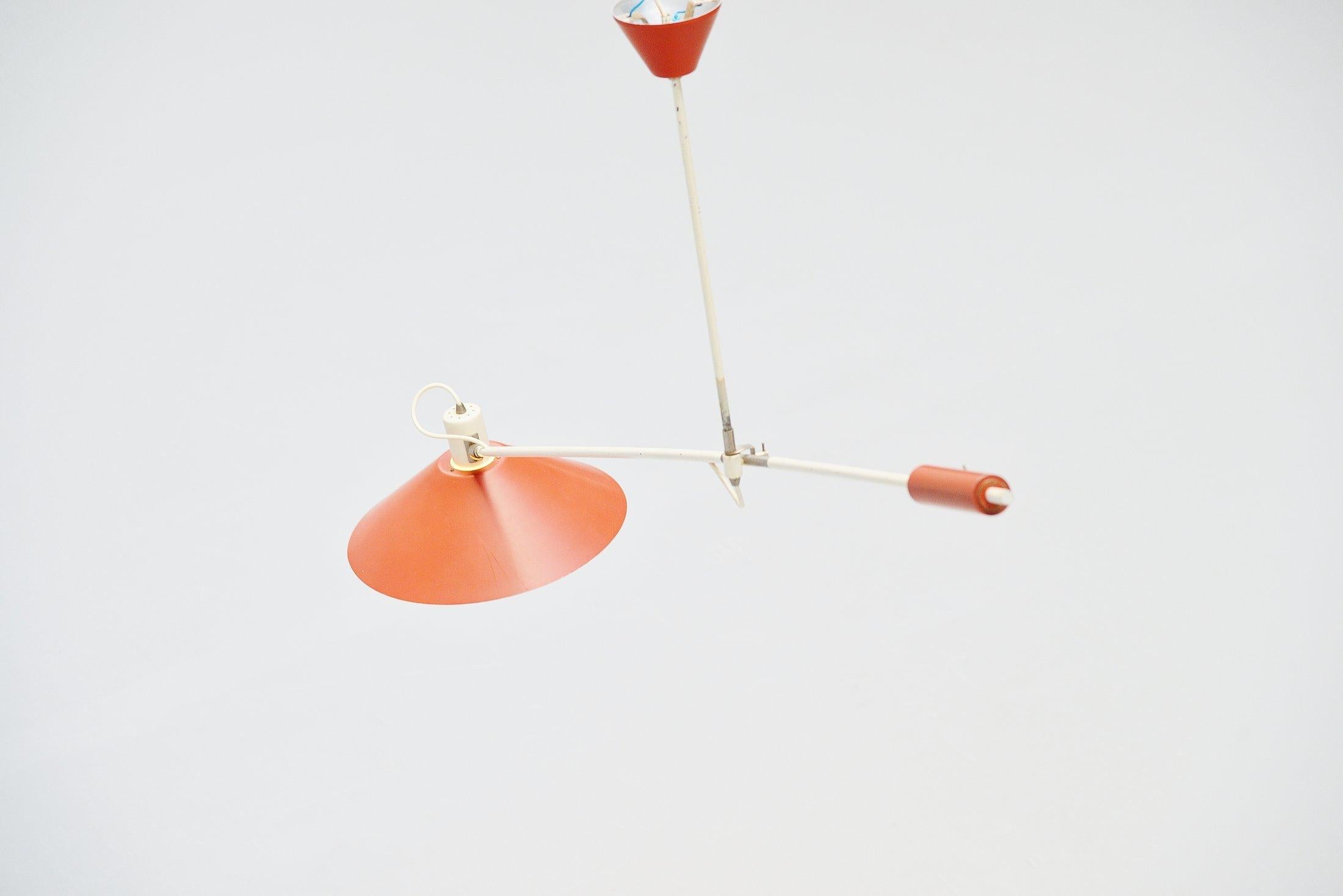 Cold-Painted Anvia JJM Hoogervorst Counter Balance Ceiling Lamp Holland, 1955