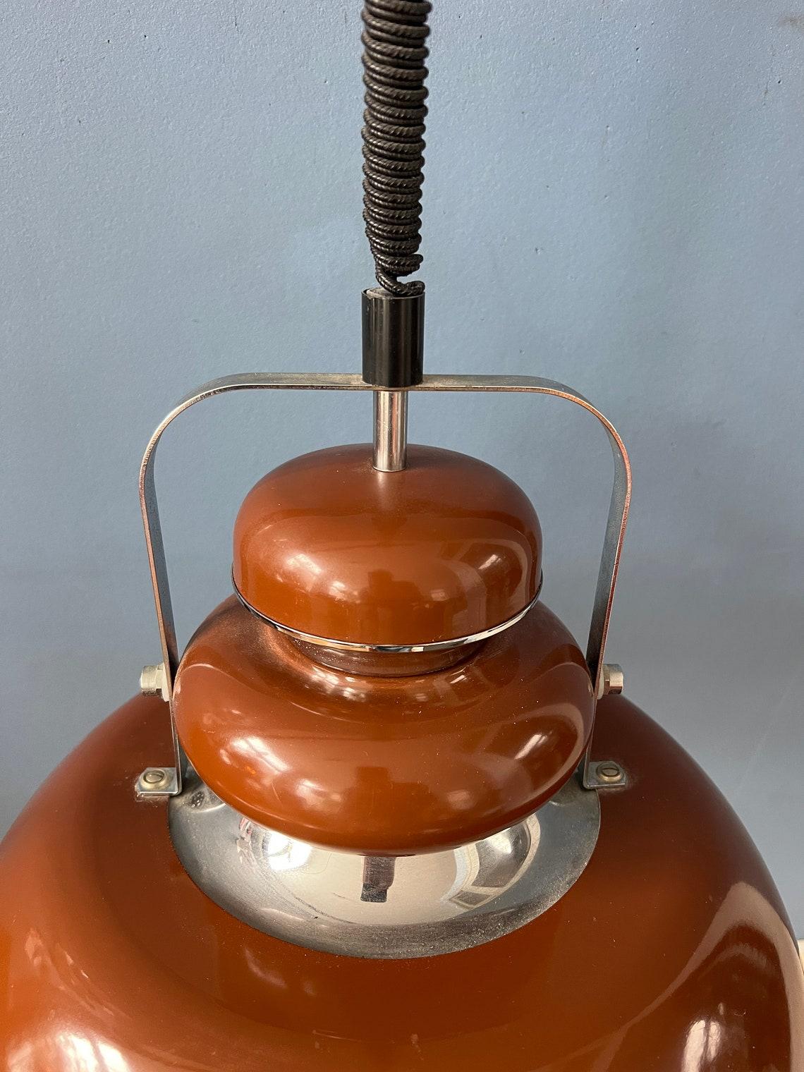 Anvia Mid Century Space Age Brown Pendant Lamp, 1970s For Sale 5