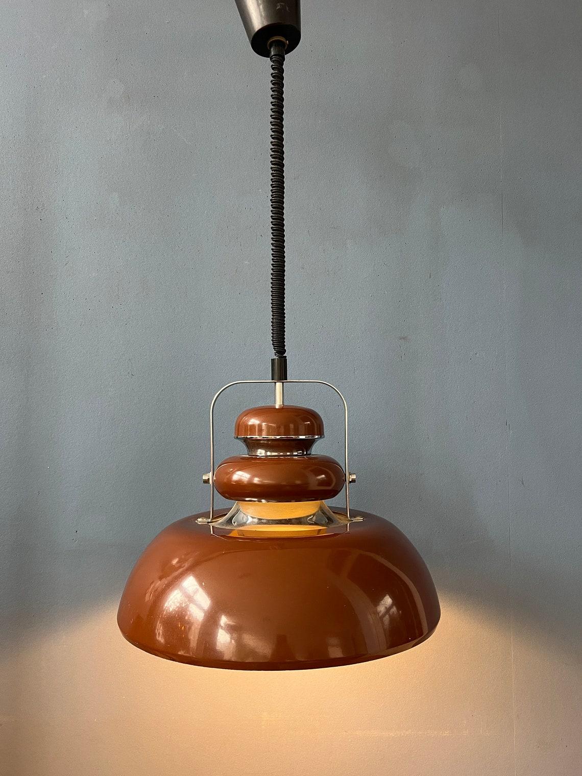 20th Century Anvia Mid Century Space Age Brown Pendant Lamp, 1970s For Sale