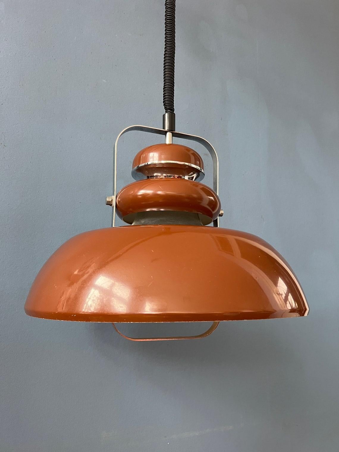Anvia Mid Century Space Age Brown Pendant Lamp, 1970s For Sale 1
