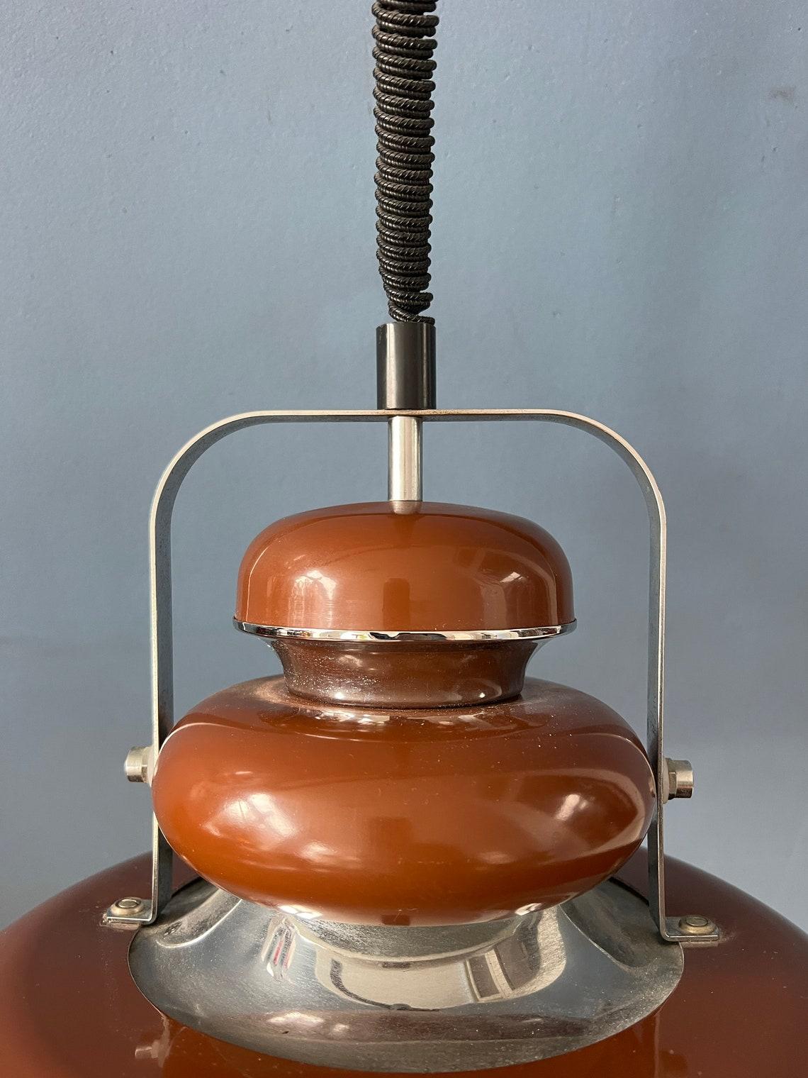 Anvia Mid Century Space Age Brown Pendant Lamp, 1970s For Sale 3