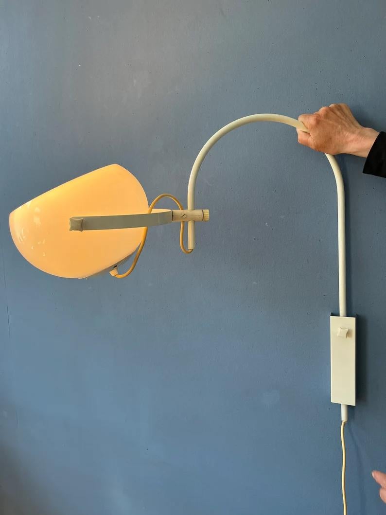20th Century Anvia Mushroom Wall Lamp Space Age Arc Wall Light White Sconce, 1970s For Sale
