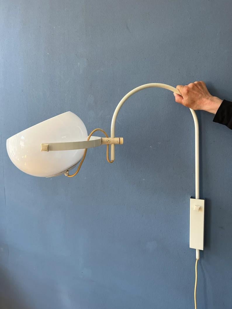 Metal Anvia Mushroom Wall Lamp Space Age Arc Wall Light White Sconce, 1970s For Sale