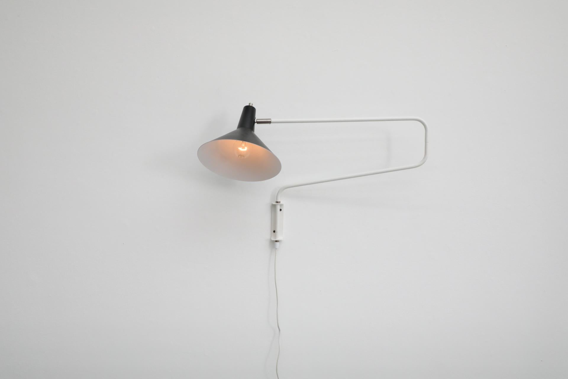 Mid-Century Modern Anvia Reissued 'The Paper Clip' Wall Lamp in Black and White