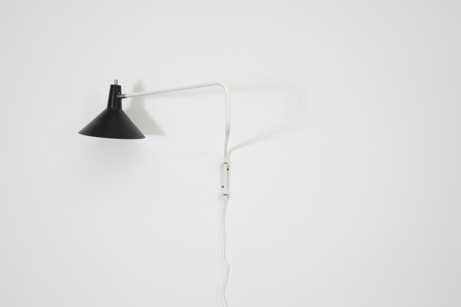 Enameled Anvia Reissued 'The Paper Clip' Wall Lamp in Black and White
