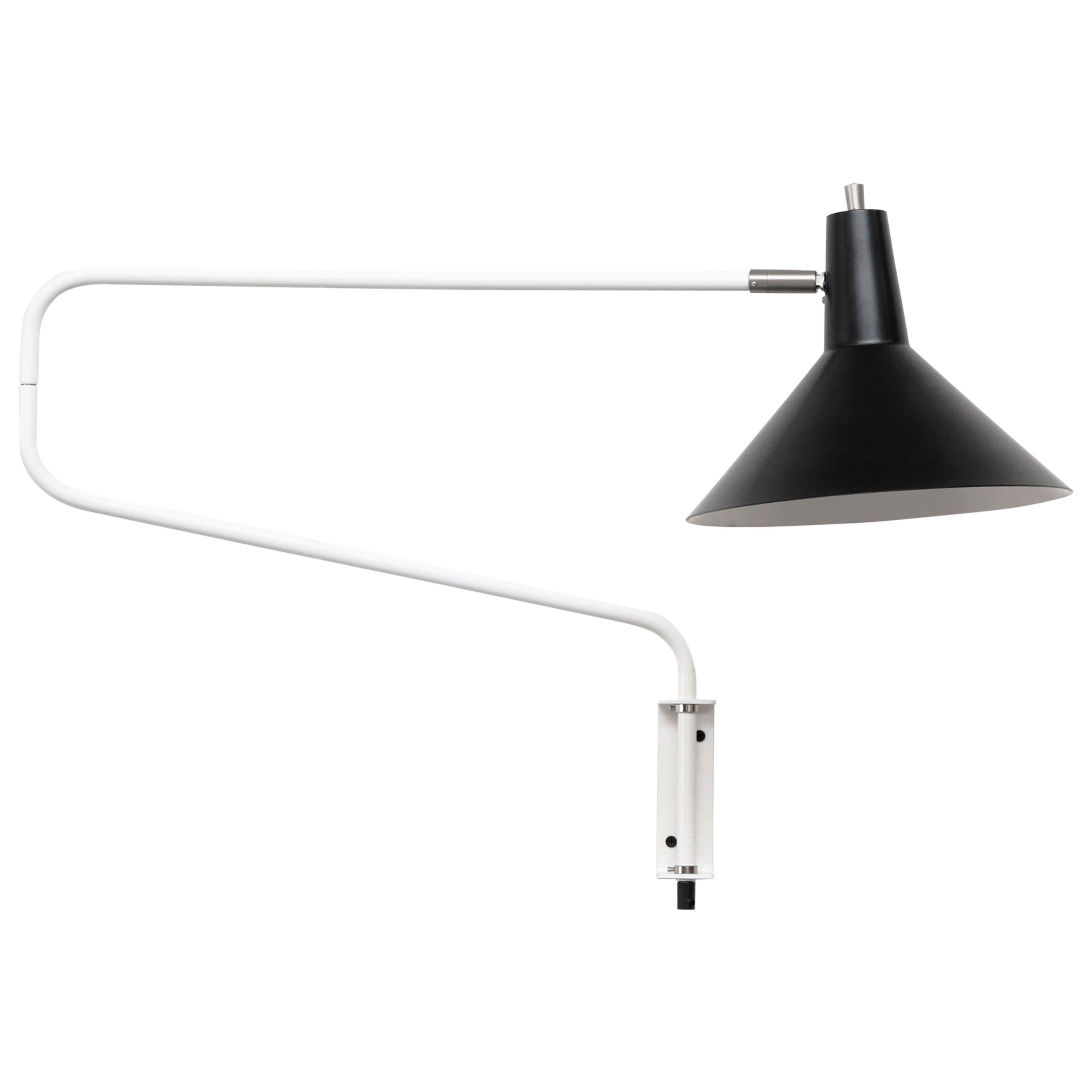 Anvia 'The Paper Clip' Swinging Wall Lamp in Black & White by Jan Hoogervorst