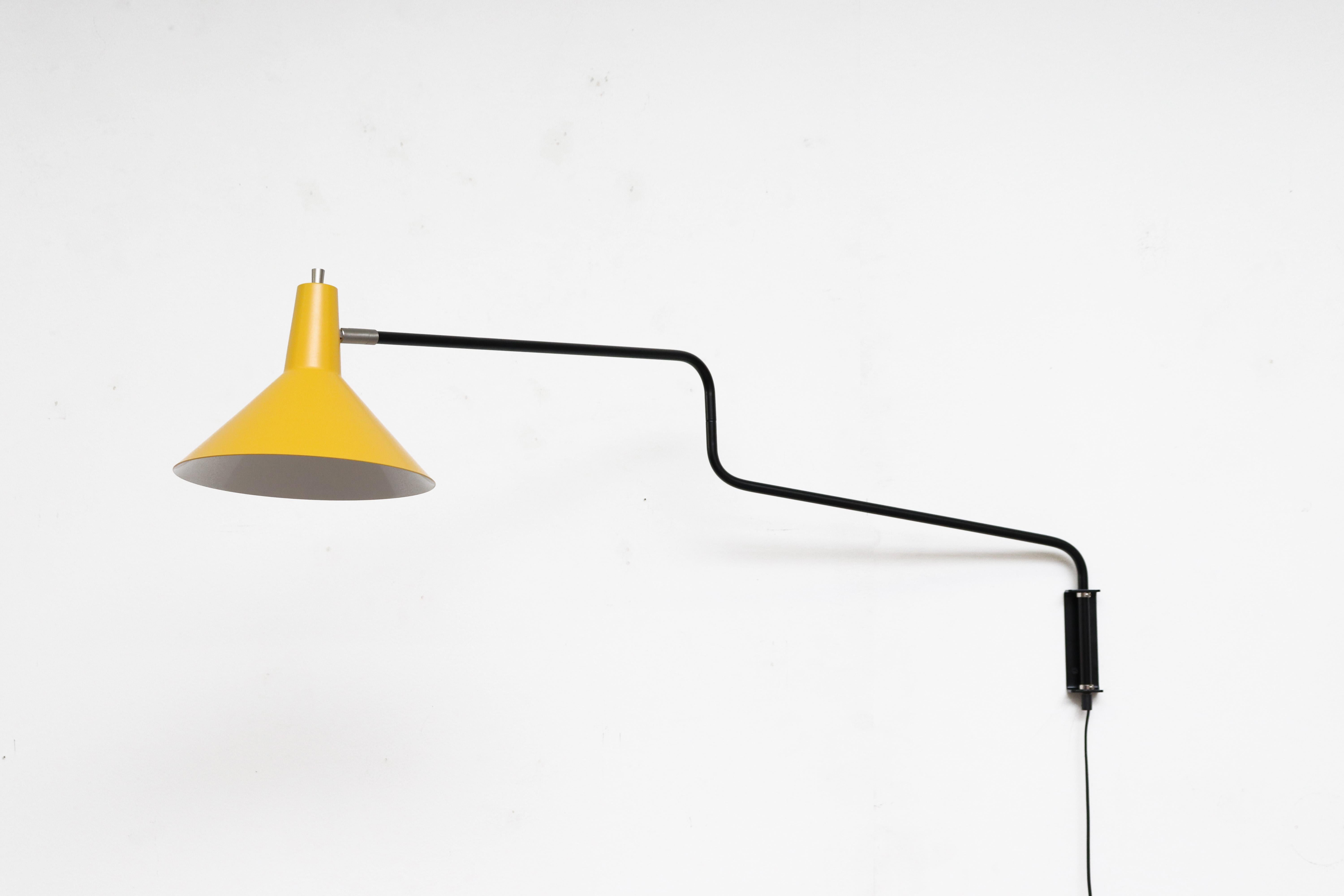 Mid-Century Modern Anvia 'The Paper Clip' Wall Lamp in Yellow