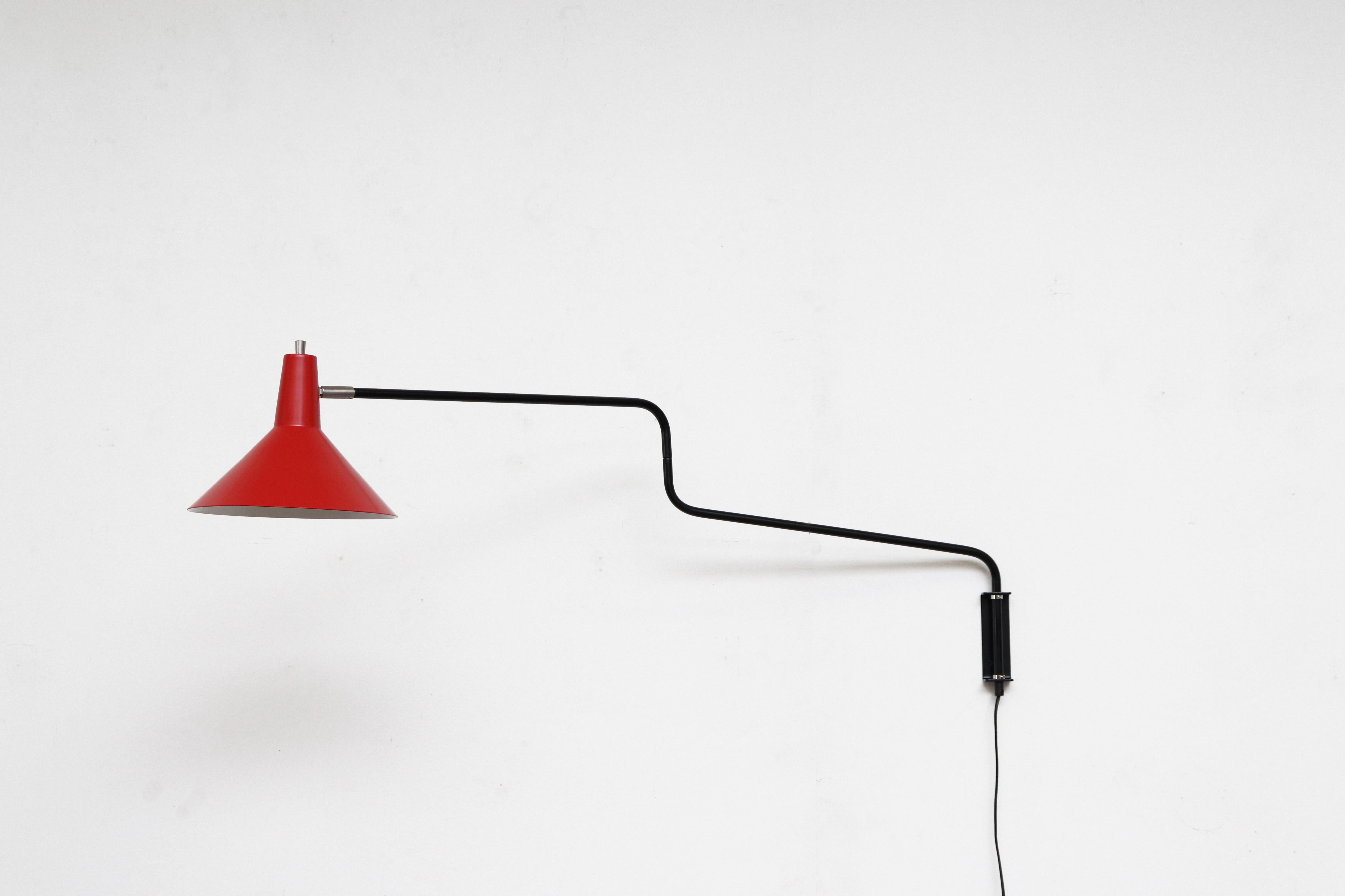 Mid-Century Modern Anvia 'the Paper Clip' Wall Lamp Red