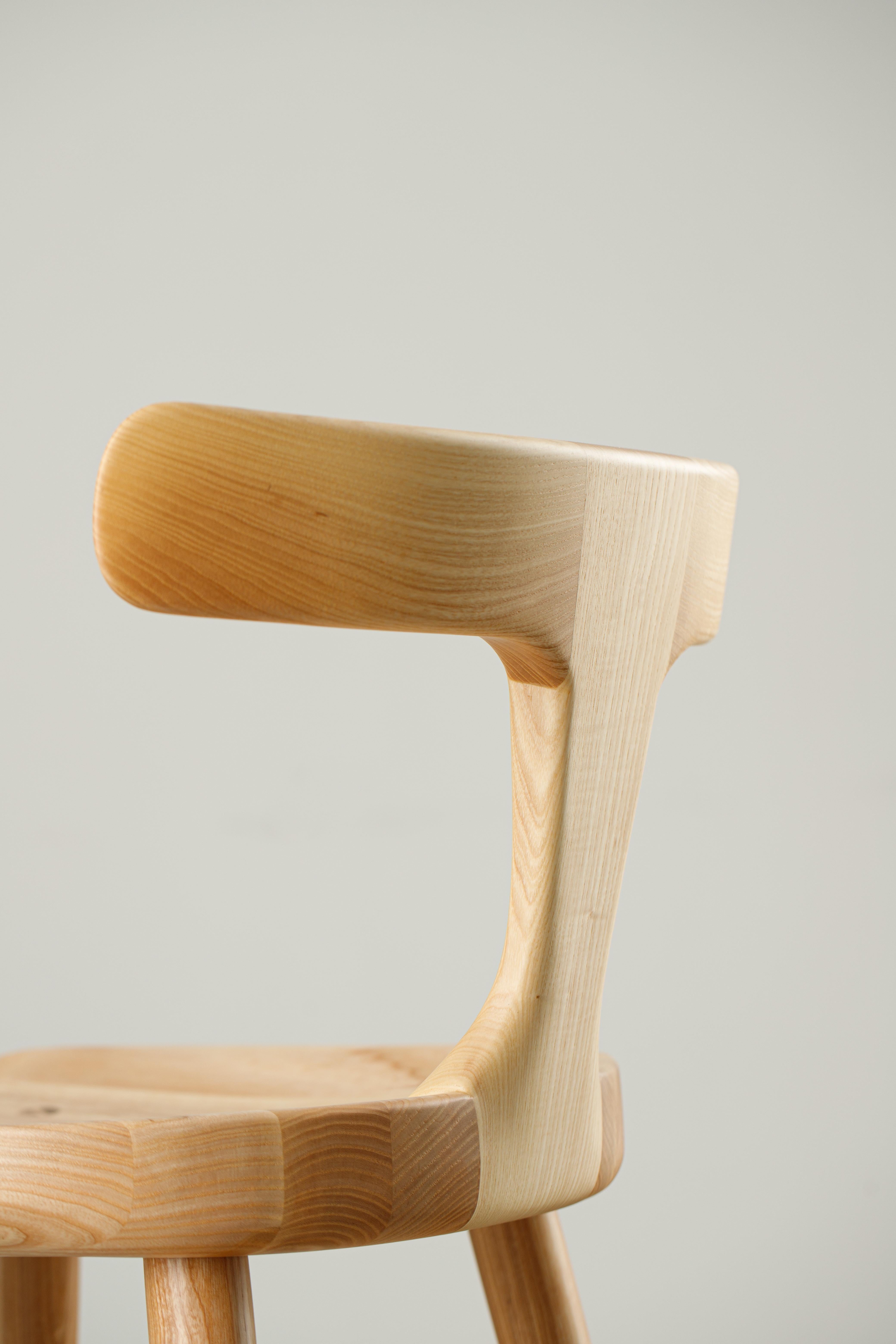 Anvil Ash Solid Wood Counter Chairs with Back For Sale 4