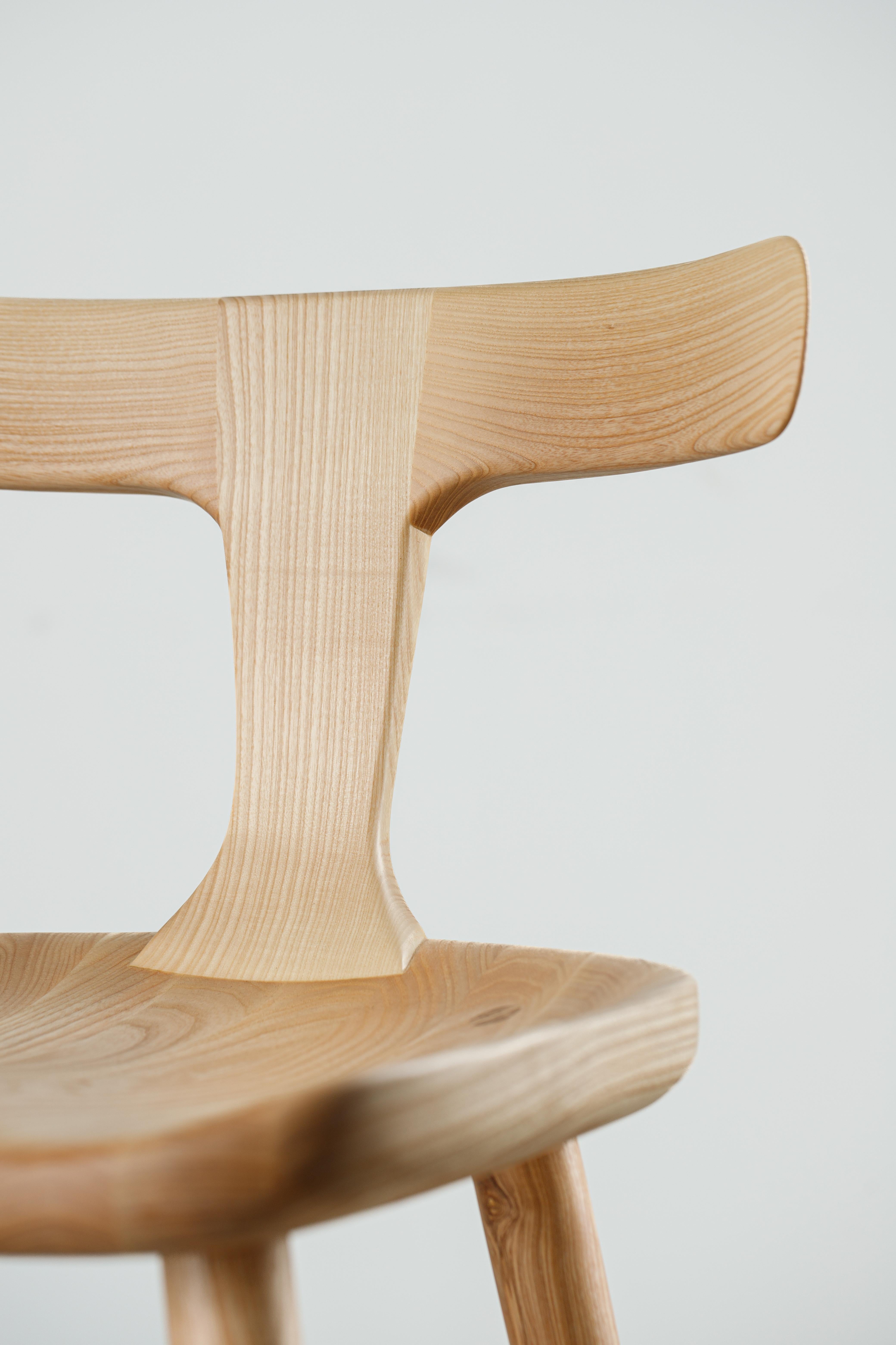 Mid-Century Modern Anvil Ash Solid Wood Counter Chairs with Back For Sale