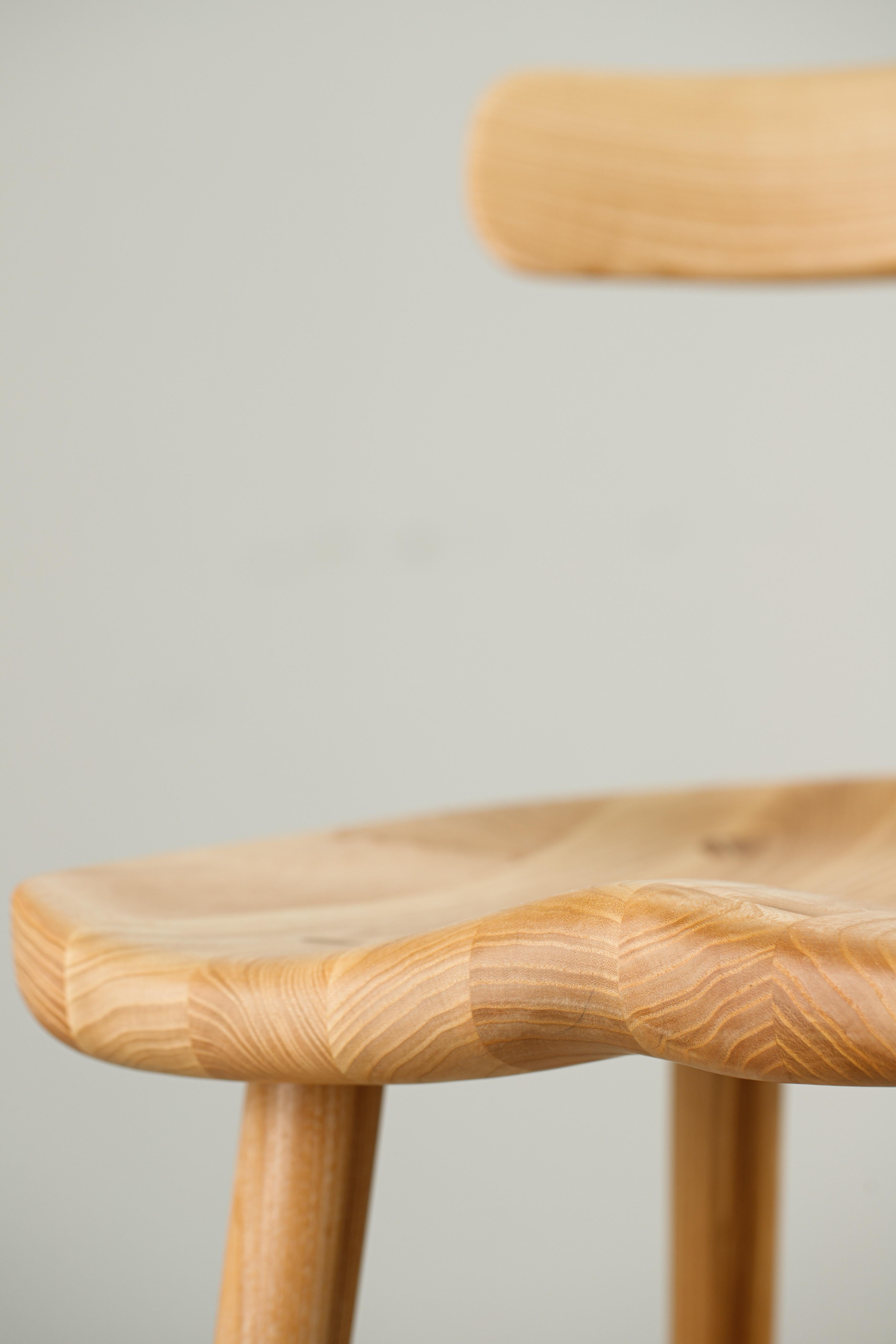 Anvil Ash Solid Wood Counter Chairs with Back In New Condition For Sale In Naperville, IL