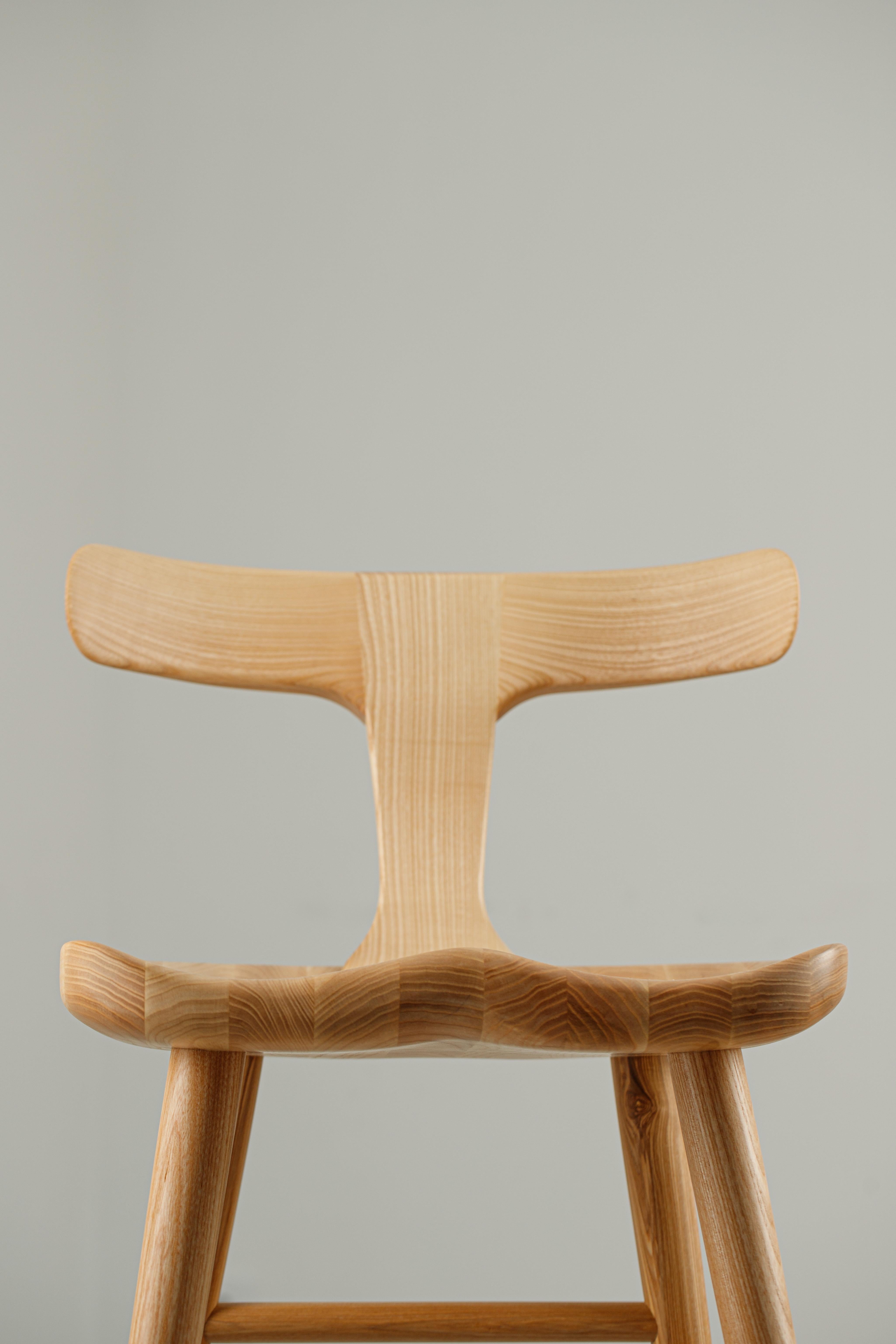 Contemporary Anvil Ash Solid Wood Counter Chairs with Back For Sale