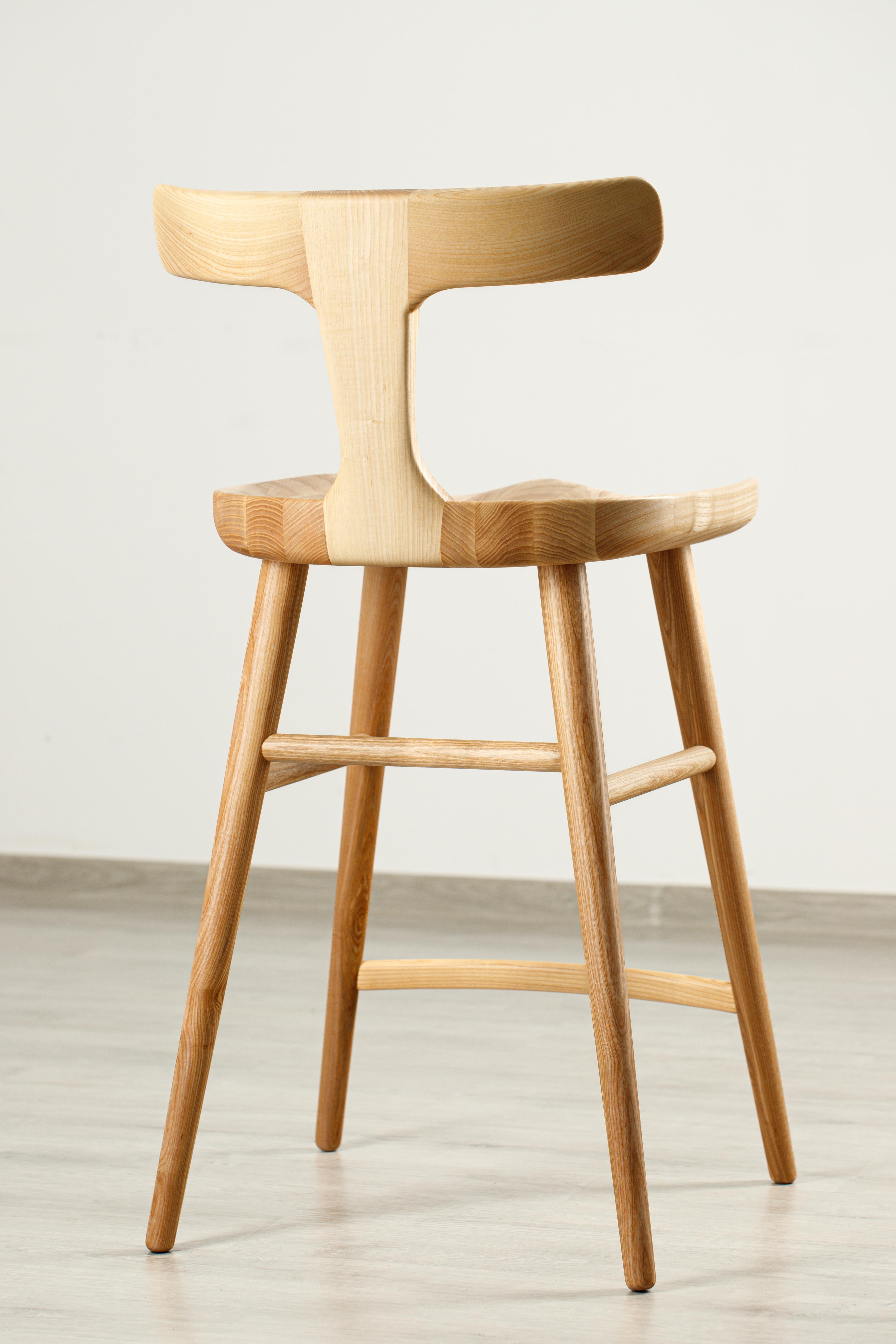 Anvil Ash Solid Wood Counter Chairs with Back For Sale 3