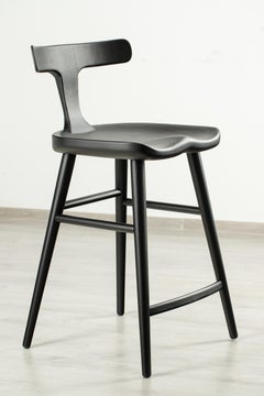 Anvil Chaises de comptoir en bois massif noir avec dossier