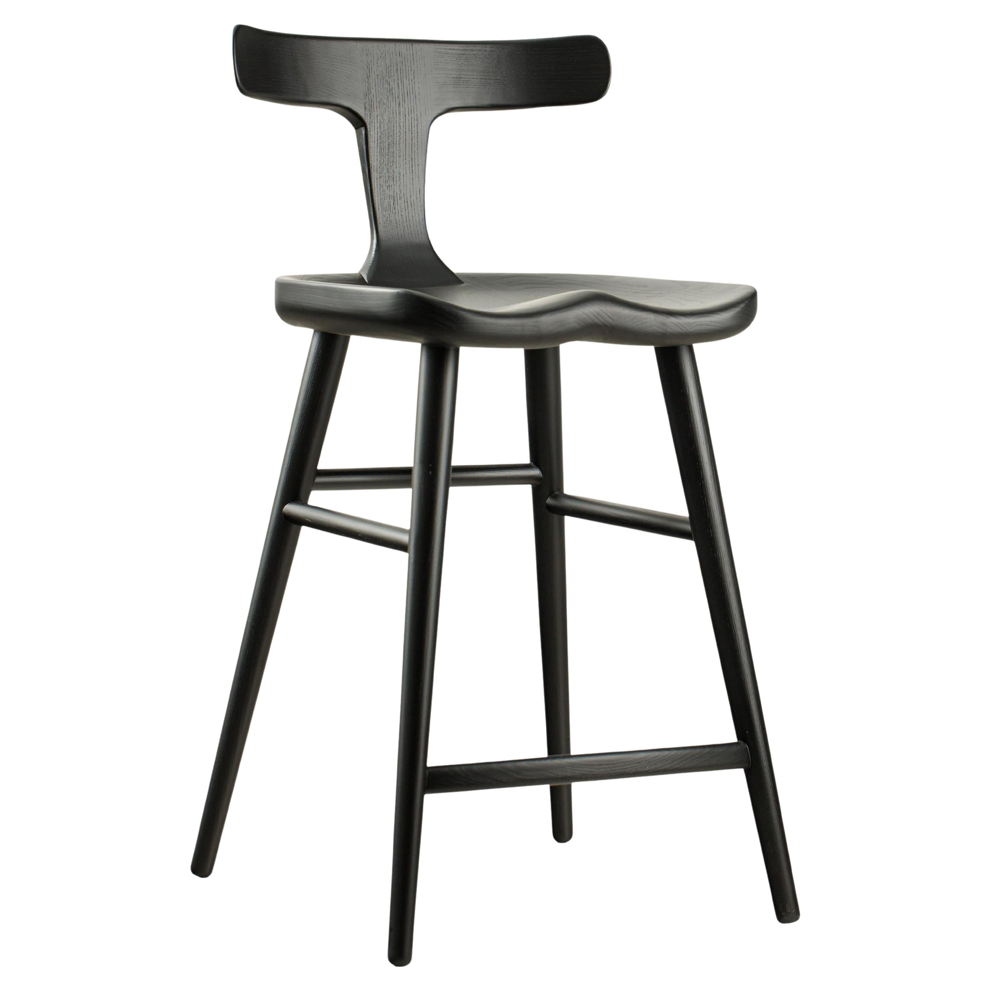 Anvil Black Solid Wood Counter Chairs with Back