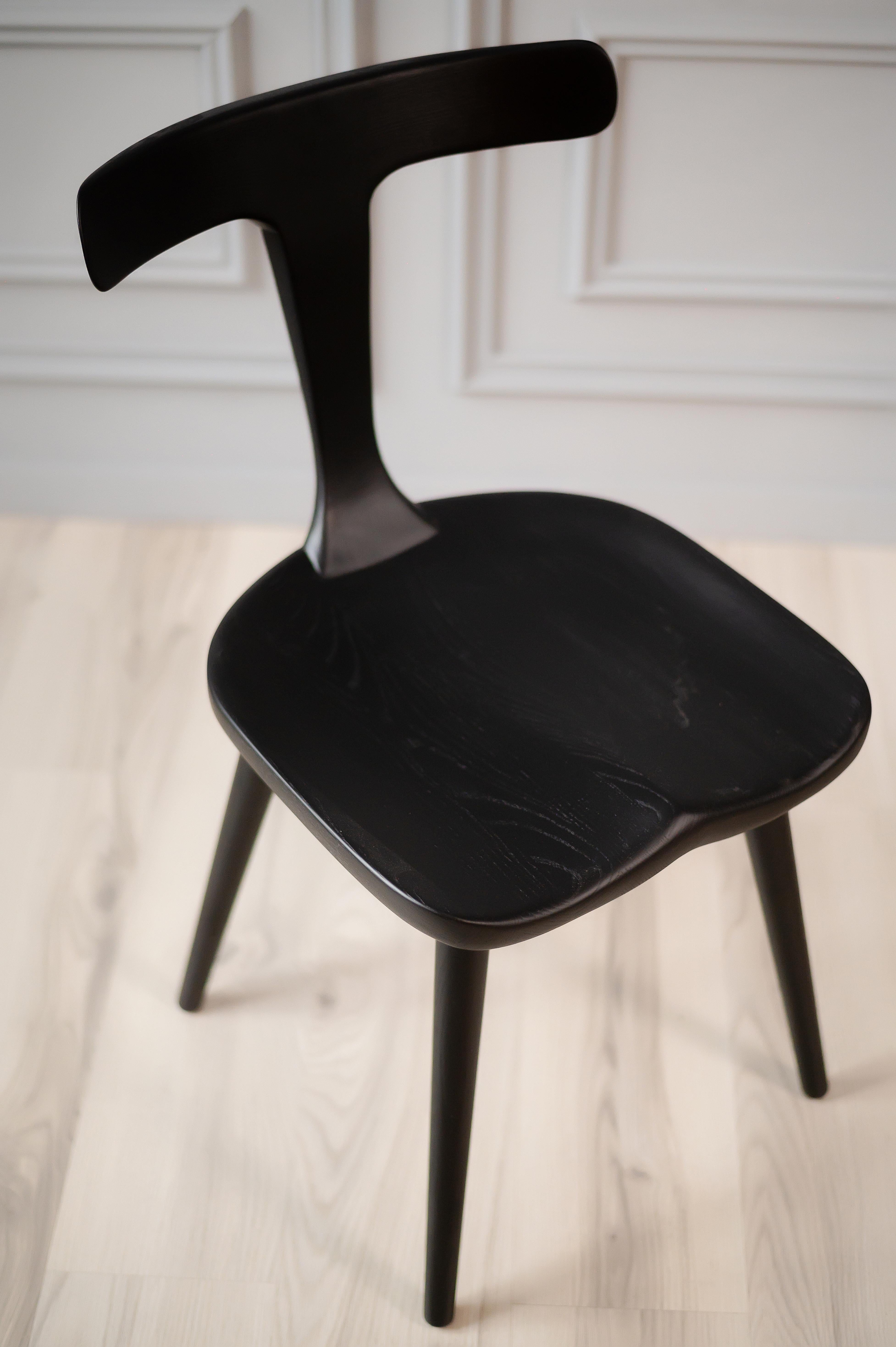 Modern Anvil Black Solid Wood Dining Chairs For Sale